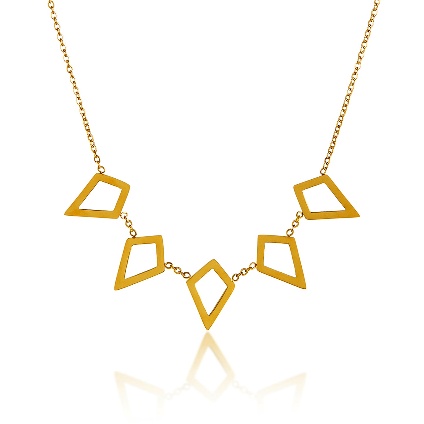 ELYA Women's Linked Open Geometric Gold Plated Steel Necklace
