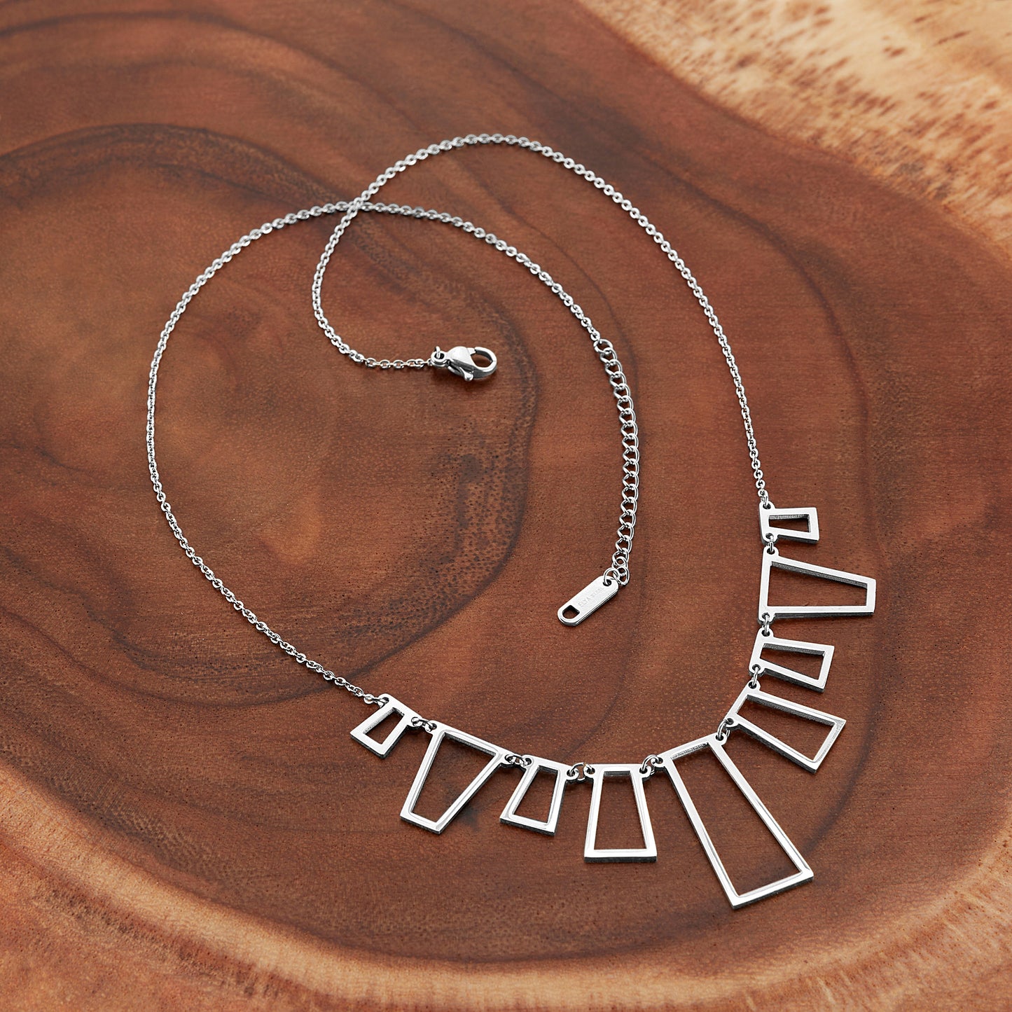 ELYA Women's Polished Open Geometric Stainless Steel Necklace