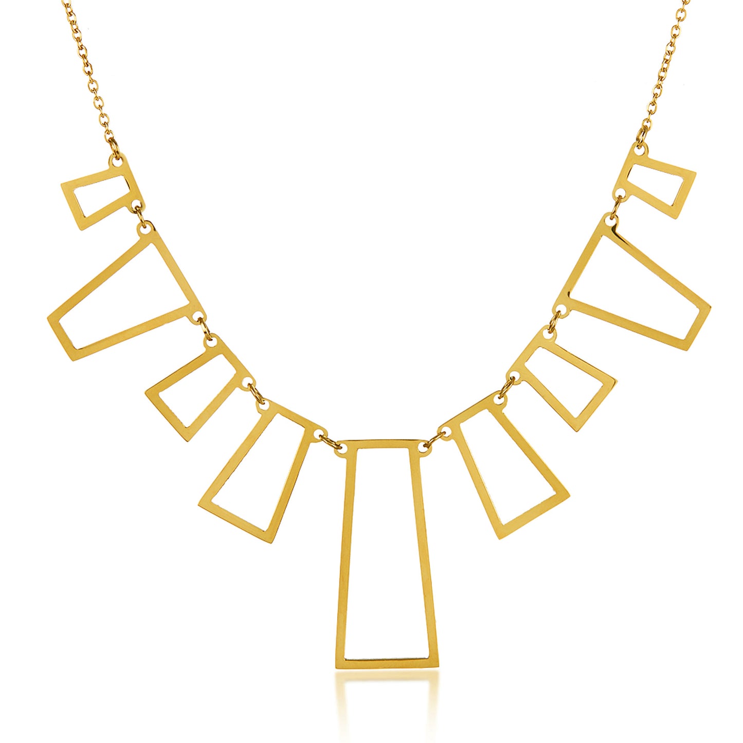 ELYA Women's Polished Open Geometric Stainless Steel Necklace