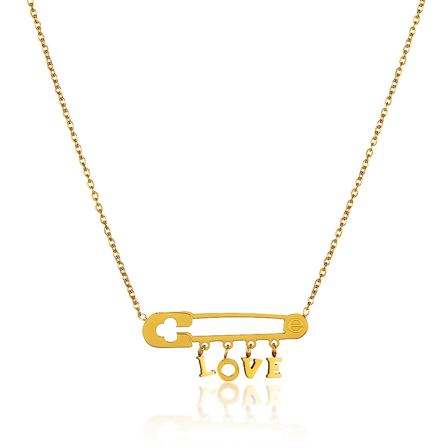 ELYA Women's Polished Love Safety Pin Stainless Steel Necklace