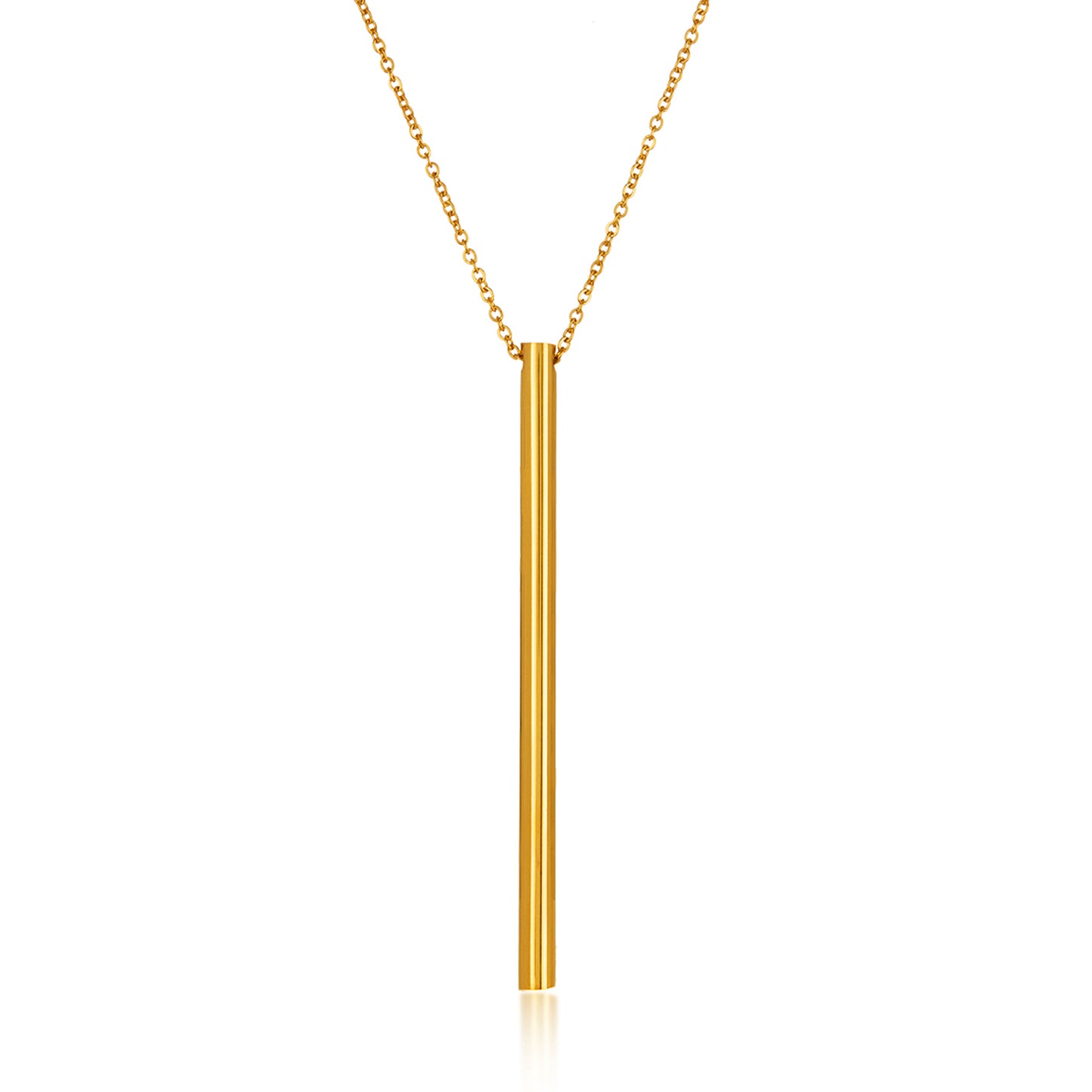 ELYA Women's Polished Cylinder Bar Gold Plated Steel Necklace