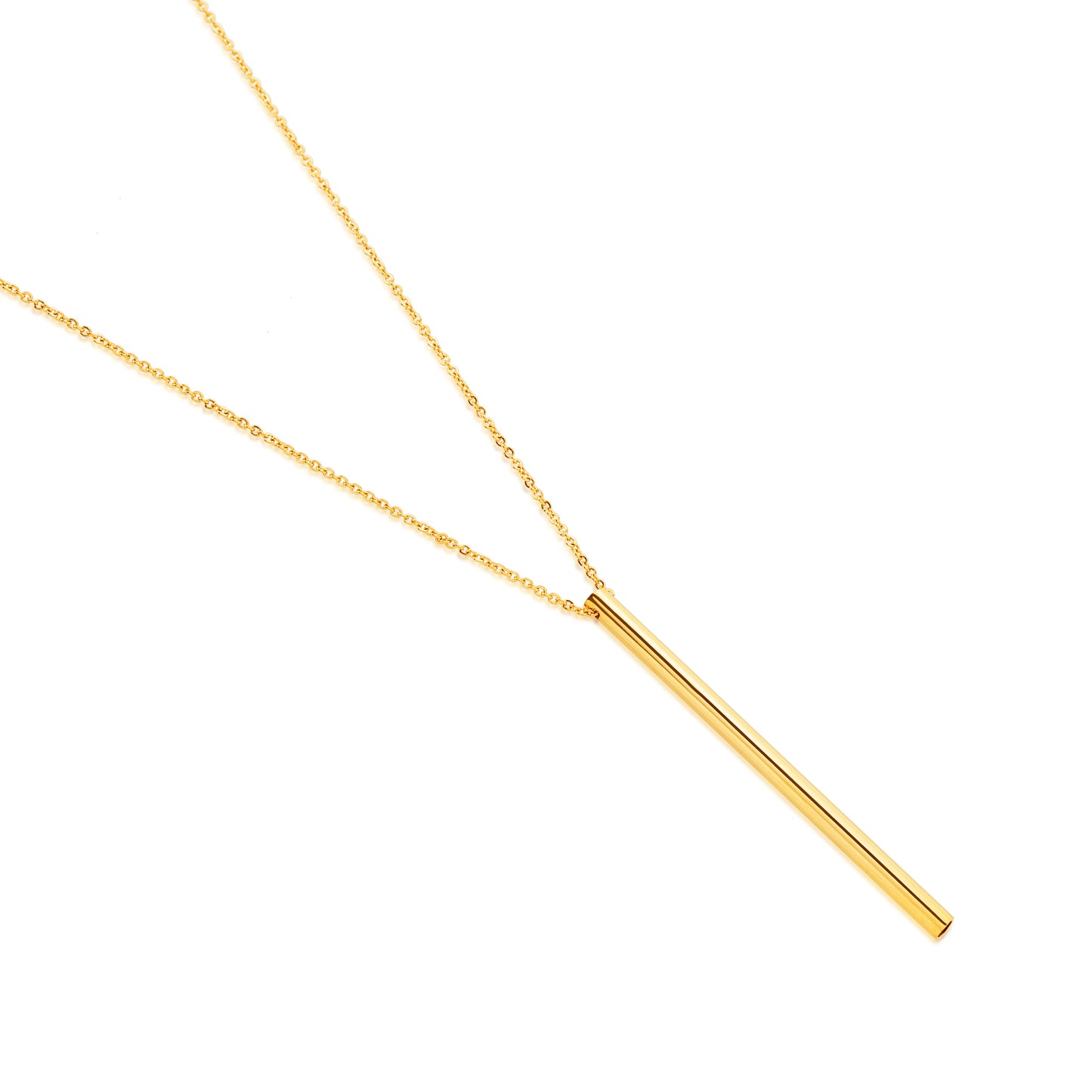 ELYA Women's Polished Cylinder Bar Gold Plated Steel Necklace
