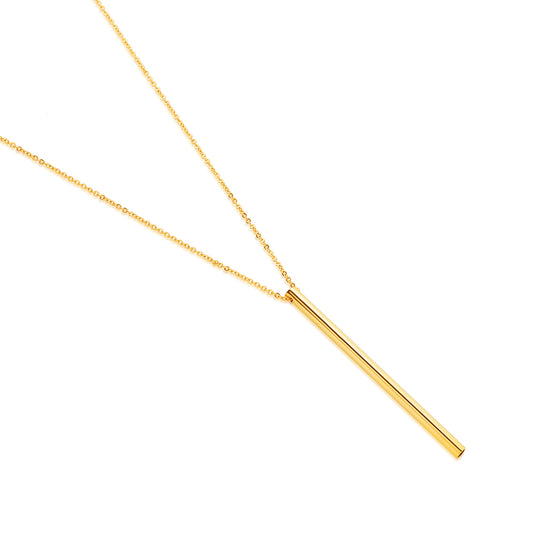 ELYA Women's Polished Cylinder Bar Gold Plated Steel Necklace