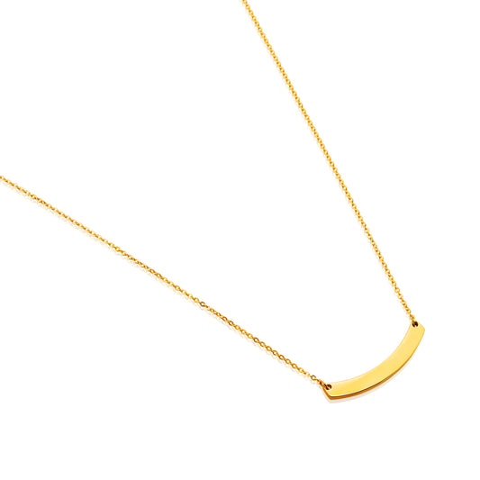 ELYA Women's Polished Curved Bar Gold Plated Steel Necklace