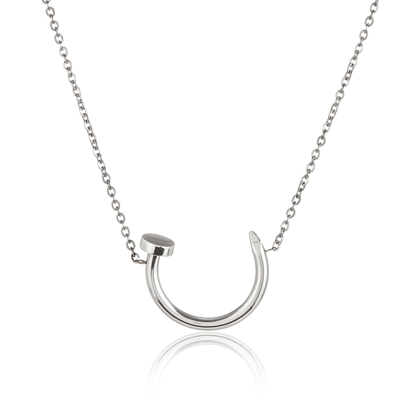 ELYA Women's Polished Curved Nail Stainless Steel Necklace - 18"