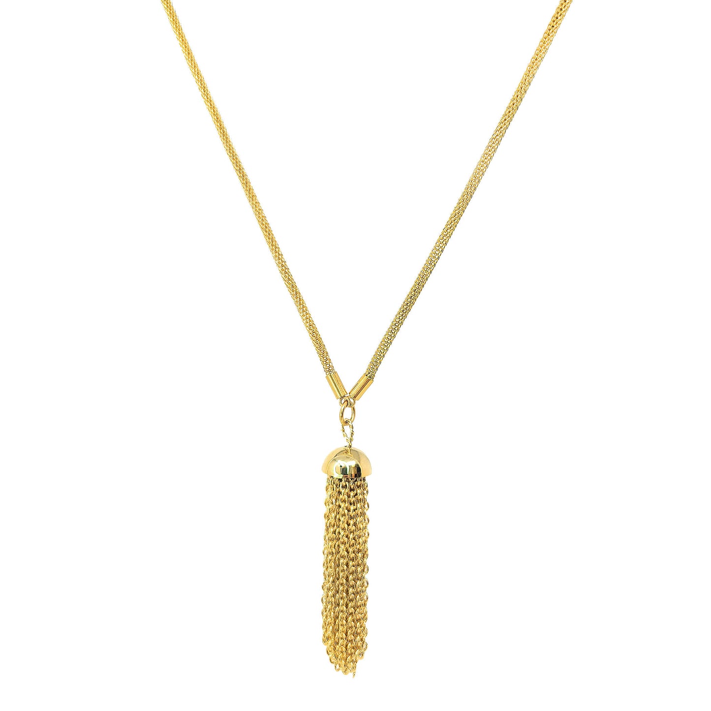 Women's Stainless Steel Lariat Necklace with Tassel Drop