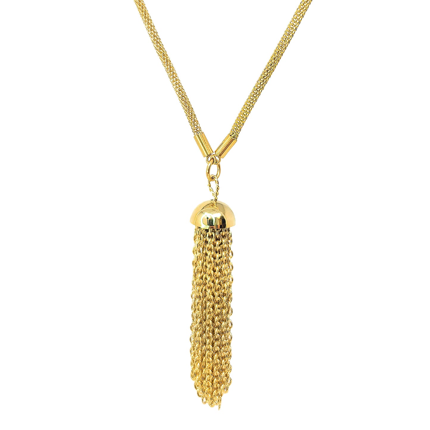 Women's Stainless Steel Lariat Necklace with Tassel Drop
