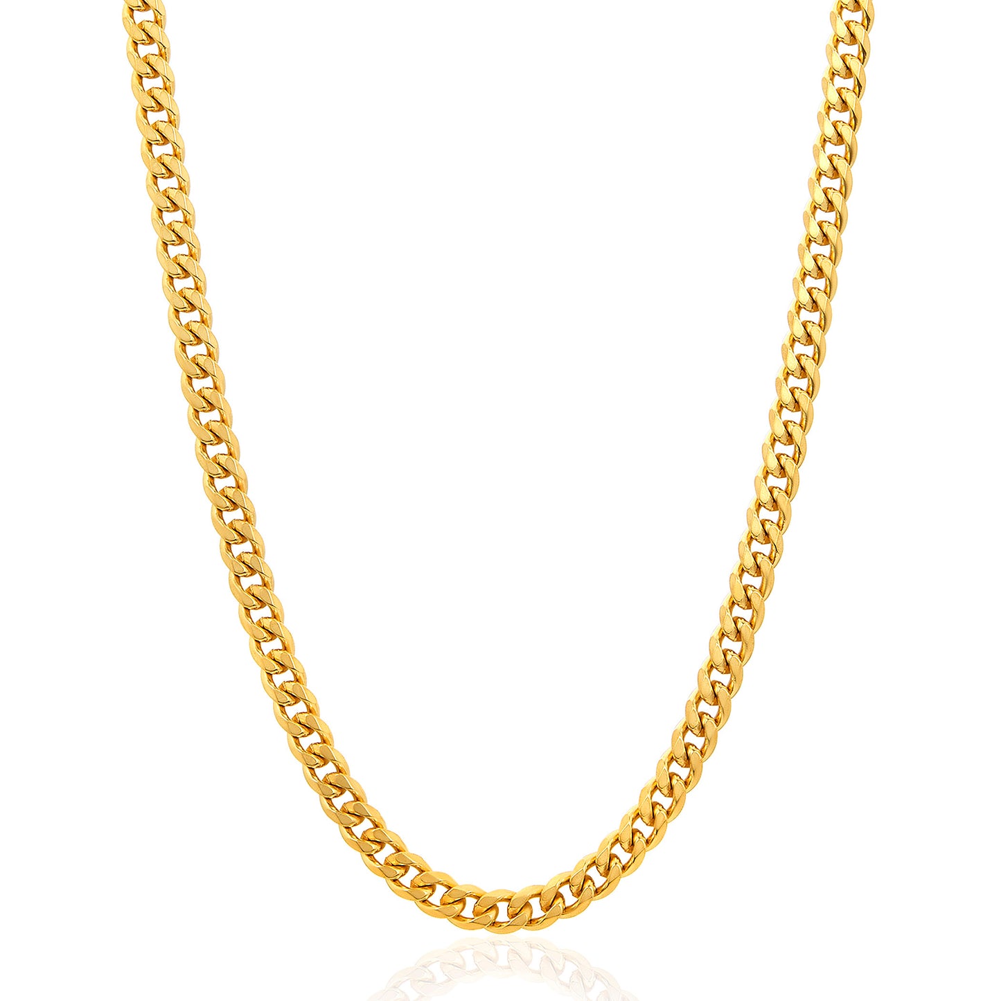 Men's Beveled Edge Curb Chain Gold Steel Necklace