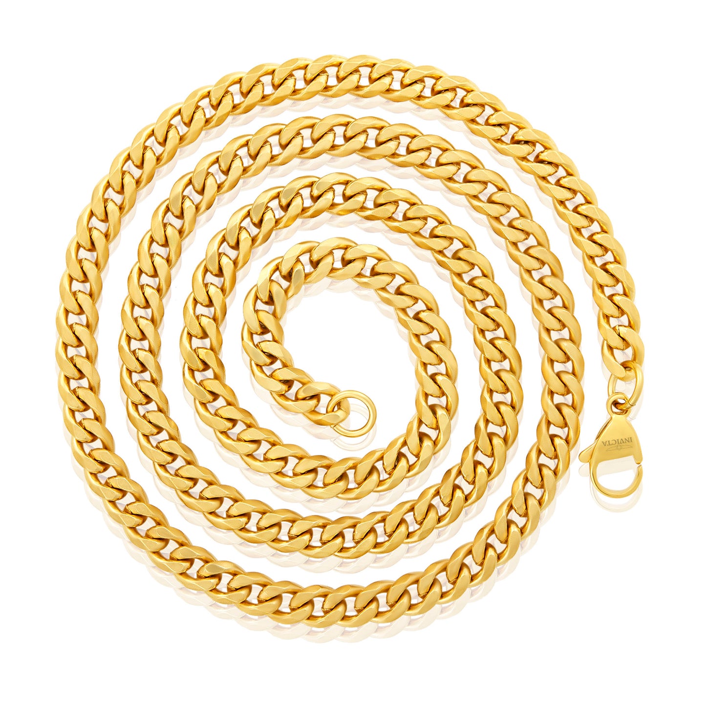 Men's Beveled Edge Curb Chain Gold Steel Necklace