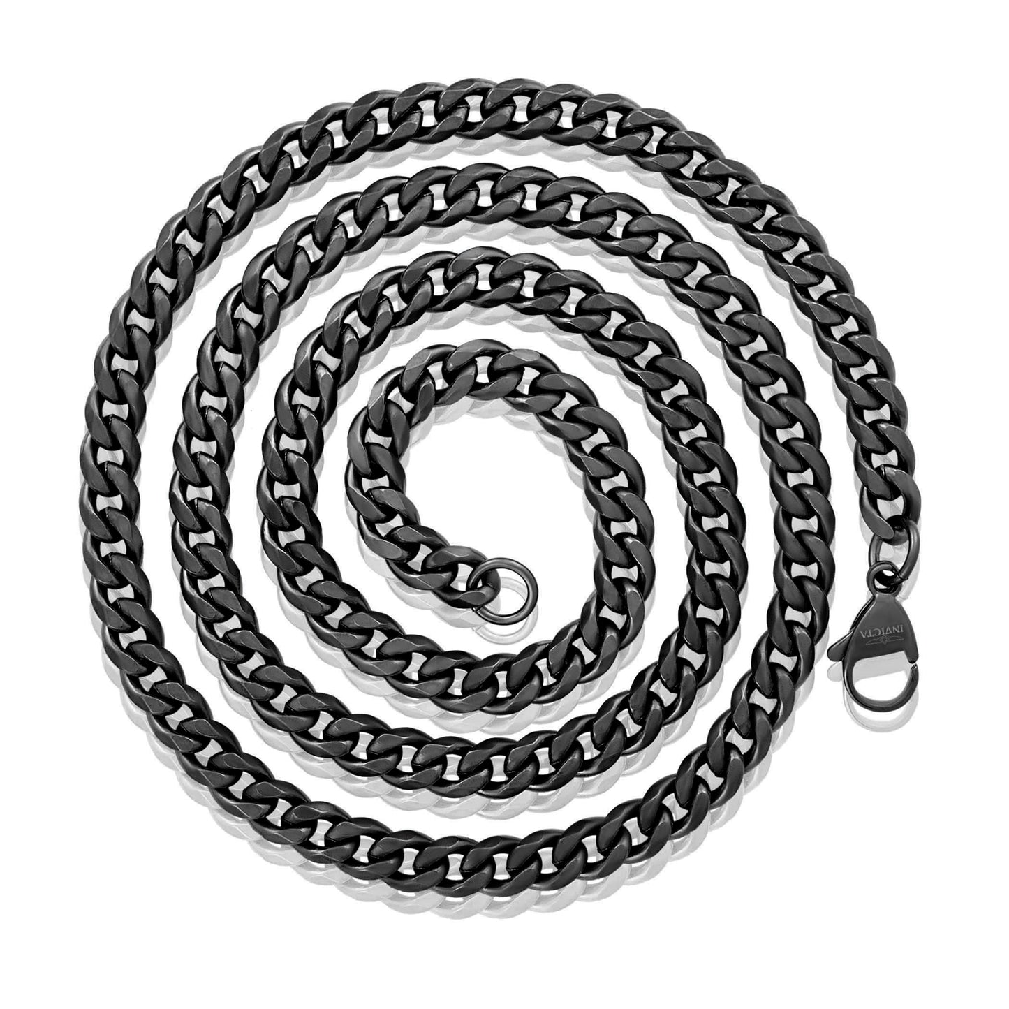 Men's Beveled Edge Curb Chain Black Steel Necklace