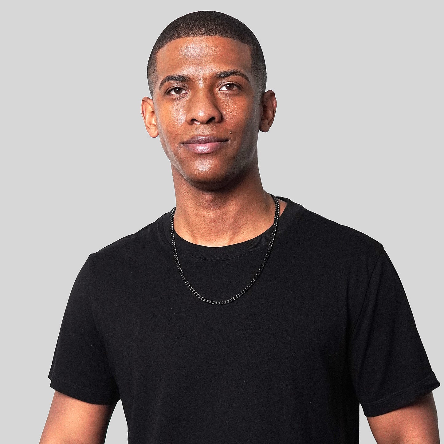Men's Beveled Edge Curb Chain Black Steel Necklace