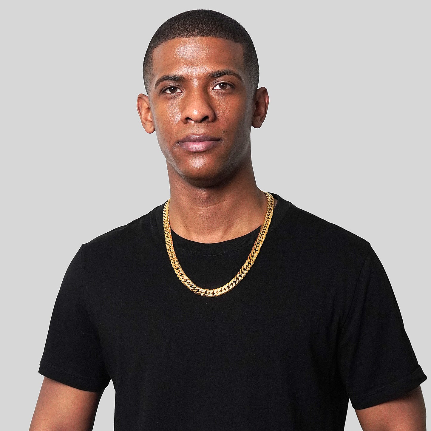 Men's Double Curb Chain Gold Steel Necklace