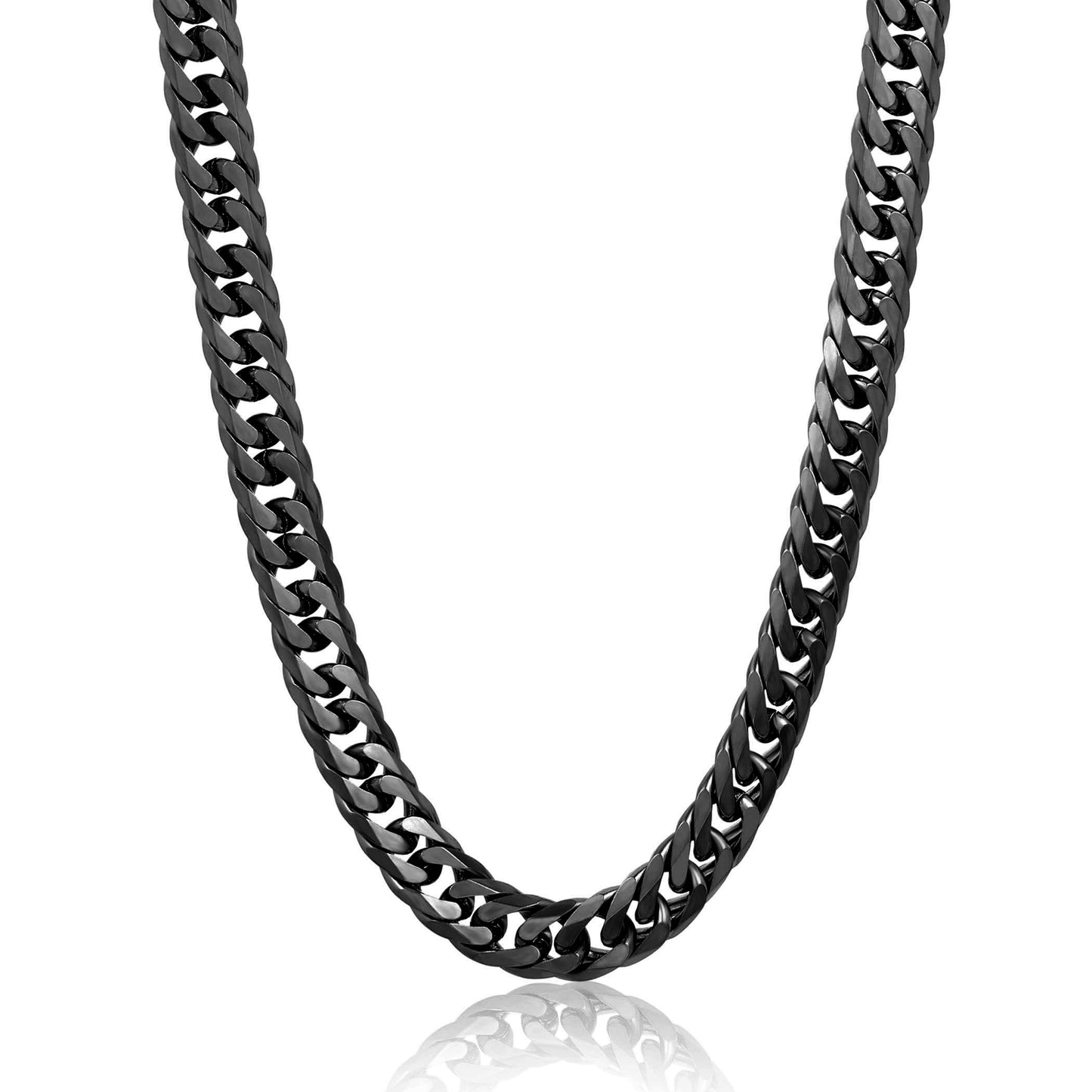 Men's Double Curb Chain Black Steel Necklace
