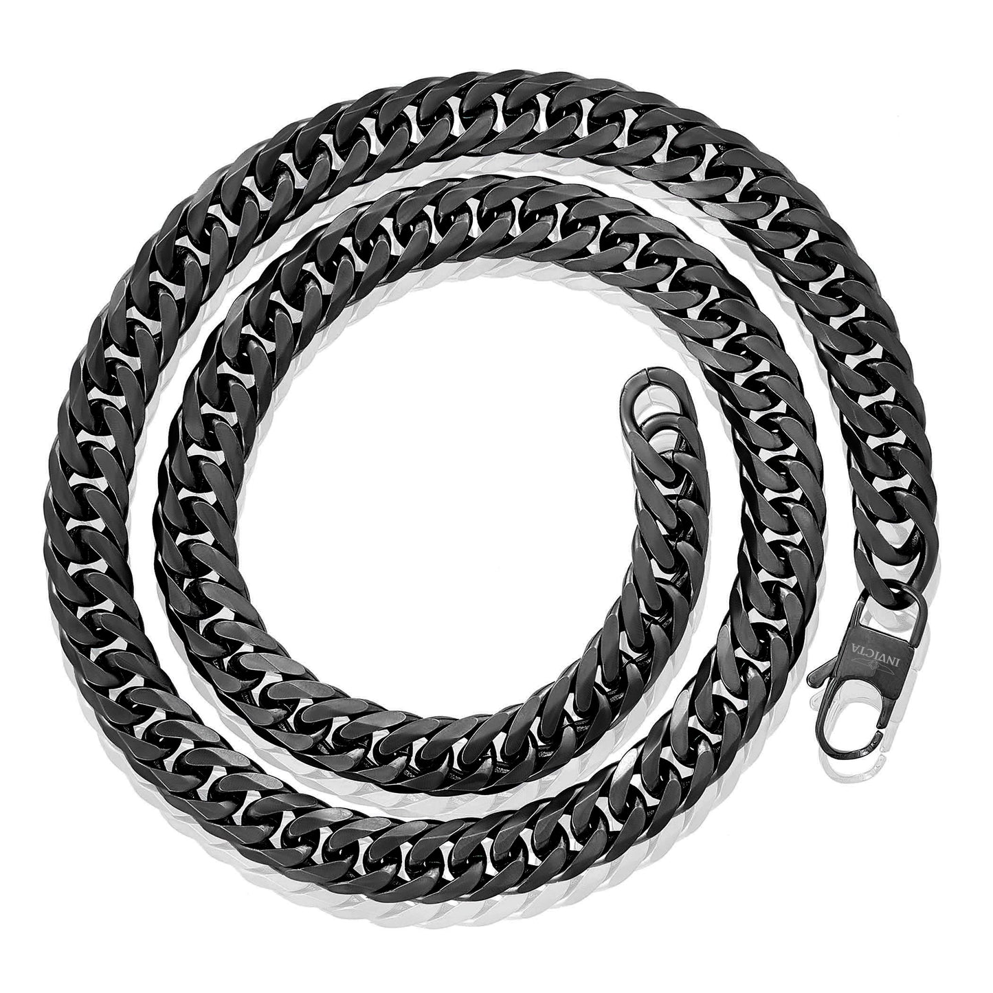 Men's Double Curb Chain Black Steel Necklace