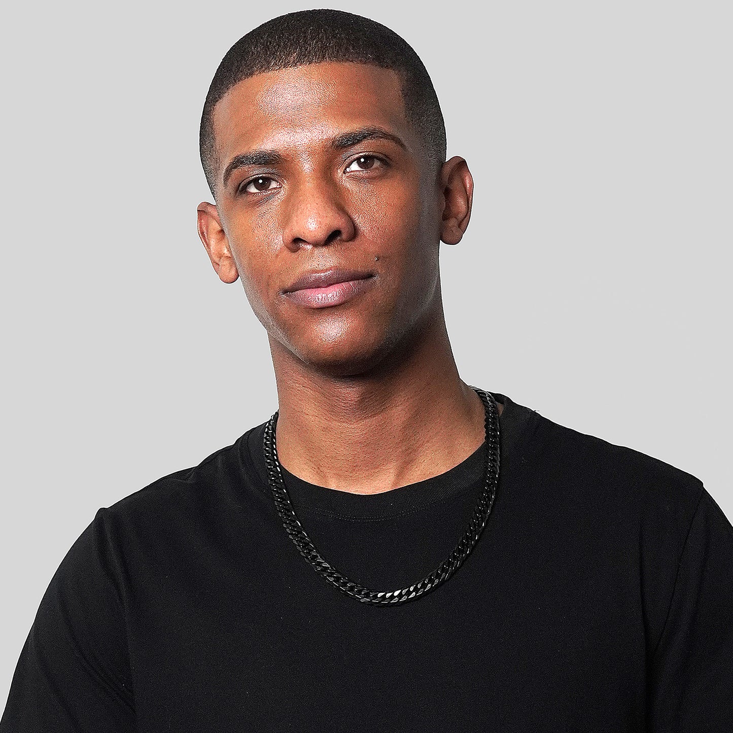 Men's Double Curb Chain Black Steel Necklace