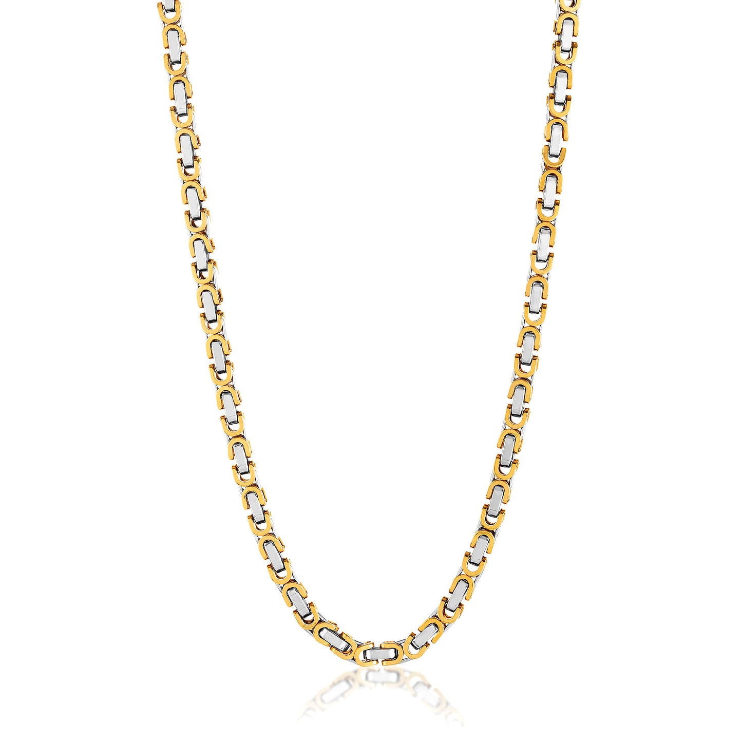 Men's Byzantine Chain Gold Two Tone Necklace