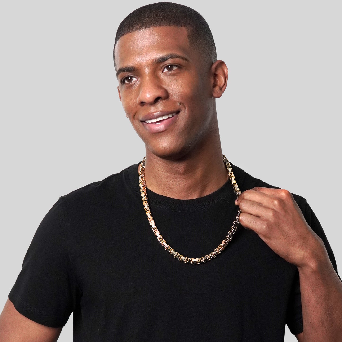 Men's Byzantine Chain Gold Two Tone Necklace