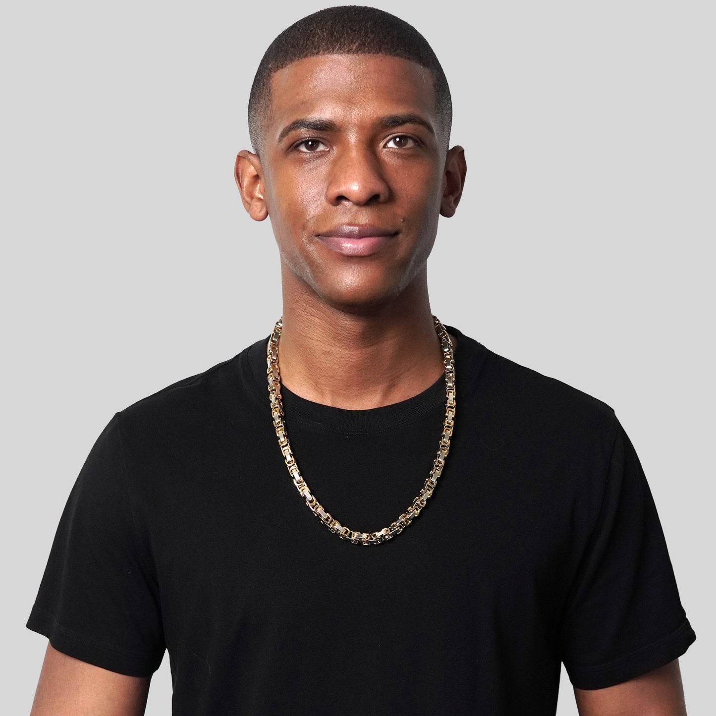 Men's Byzantine Chain Gold Two Tone Necklace