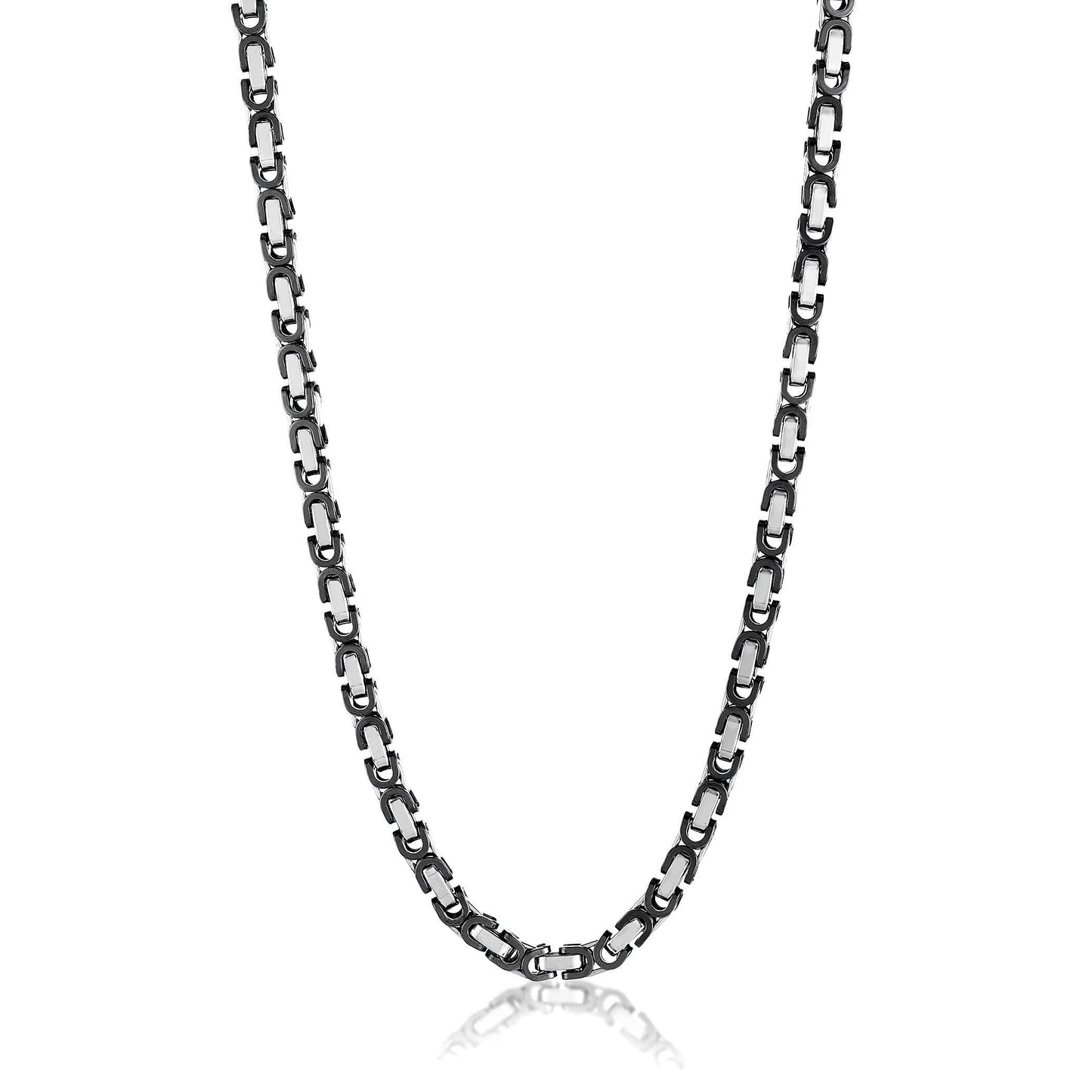 Invicta Jewelry Men's Byzantine Chain Black Two Tone Necklace