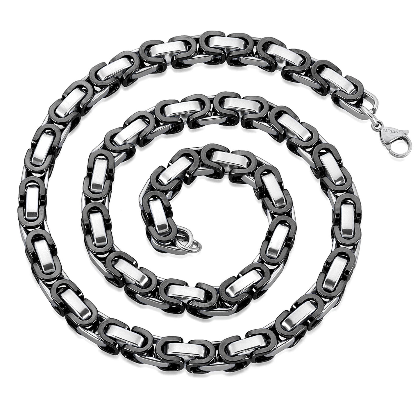 Men's Byzantine Chain Black Two Tone Bracelet and Necklace Set