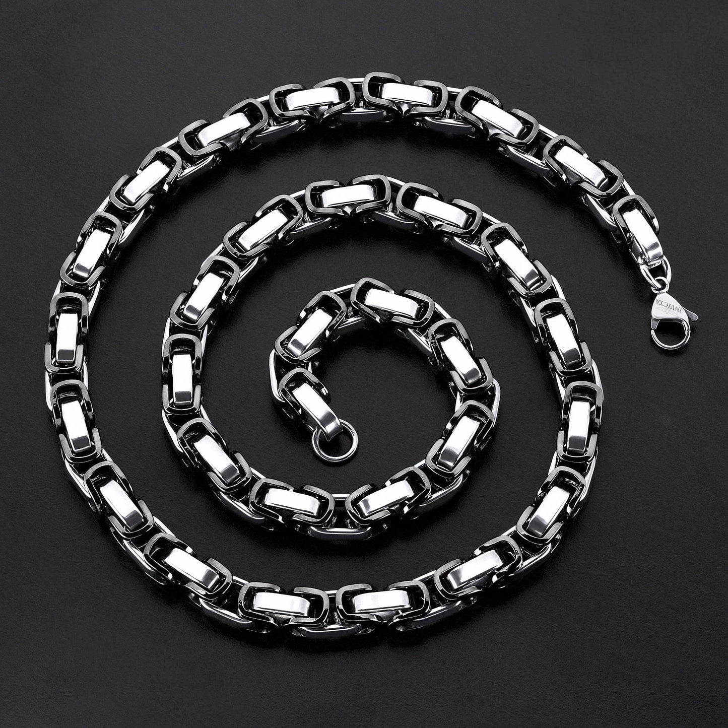 Invicta Jewelry Men's Byzantine Chain Black Two Tone Necklace