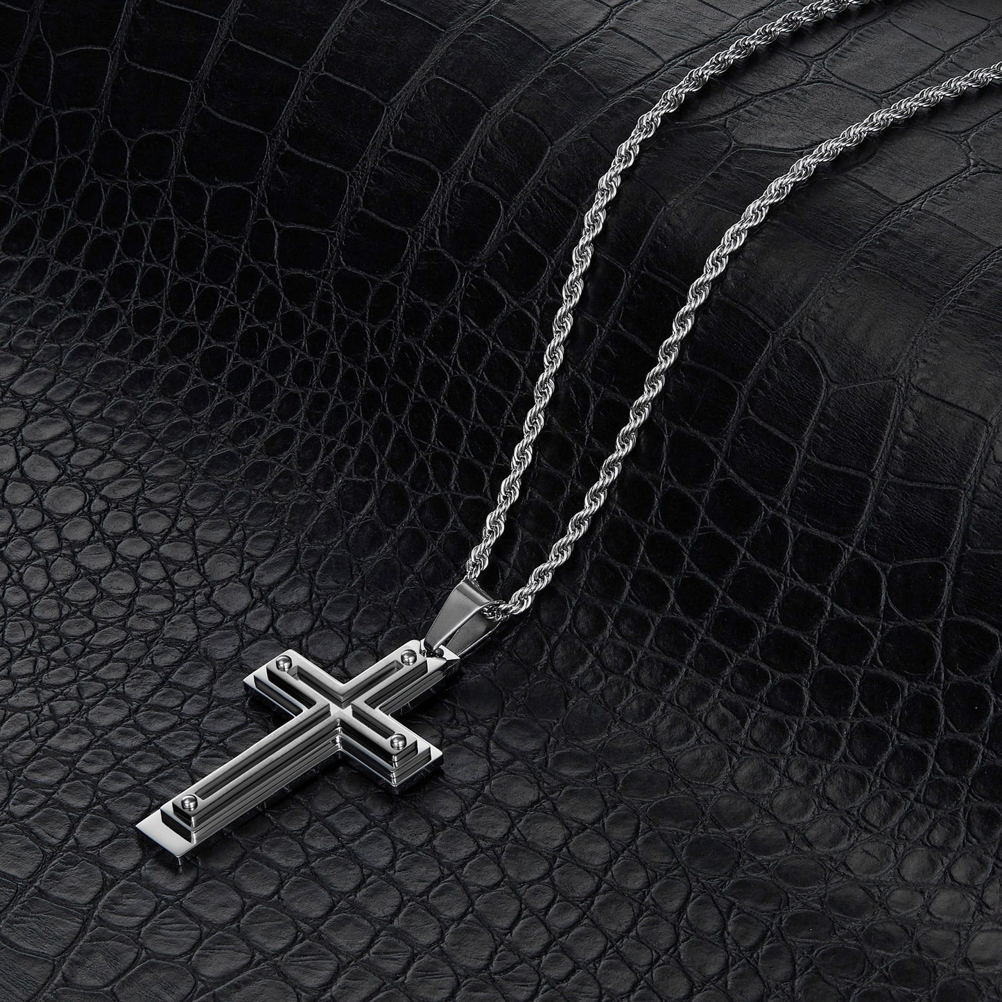 Crucible Jewelry Multi Layer Two Tone Cross Necklace