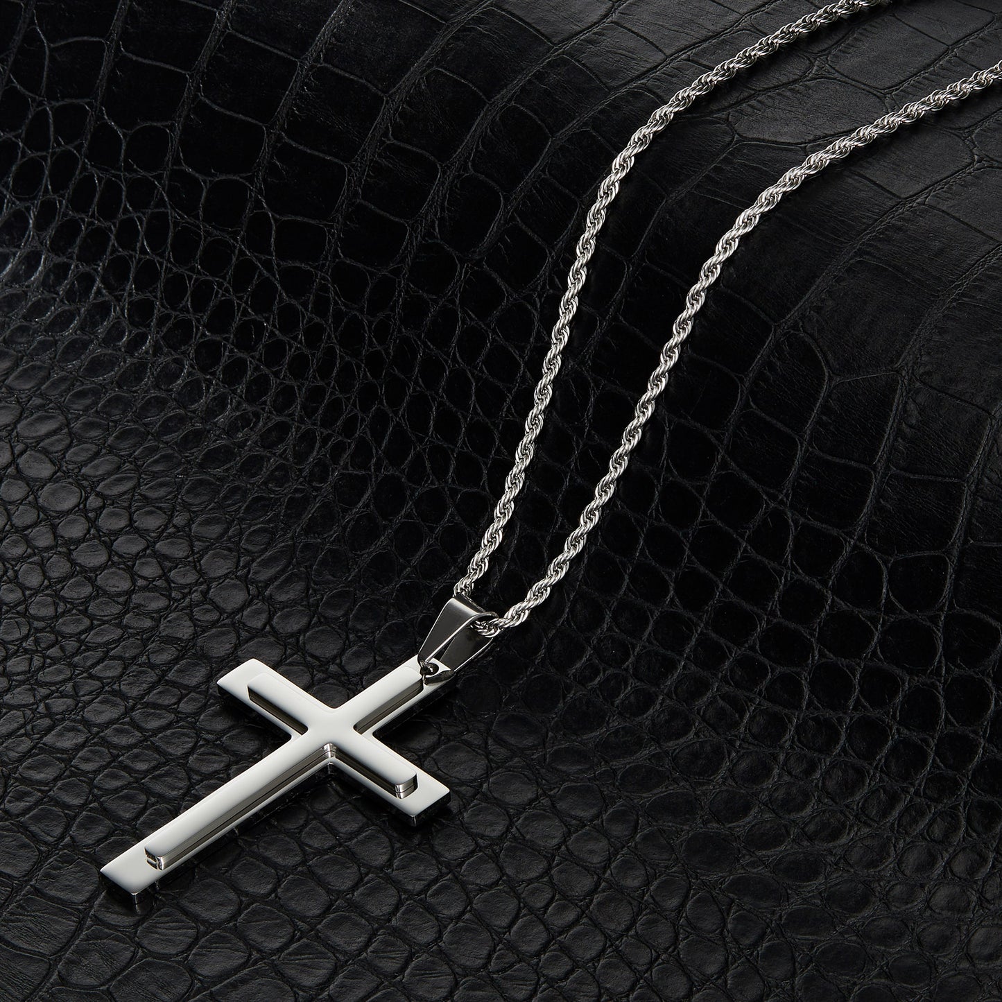 Crucible Jewelry Polished Layered Cross Necklace