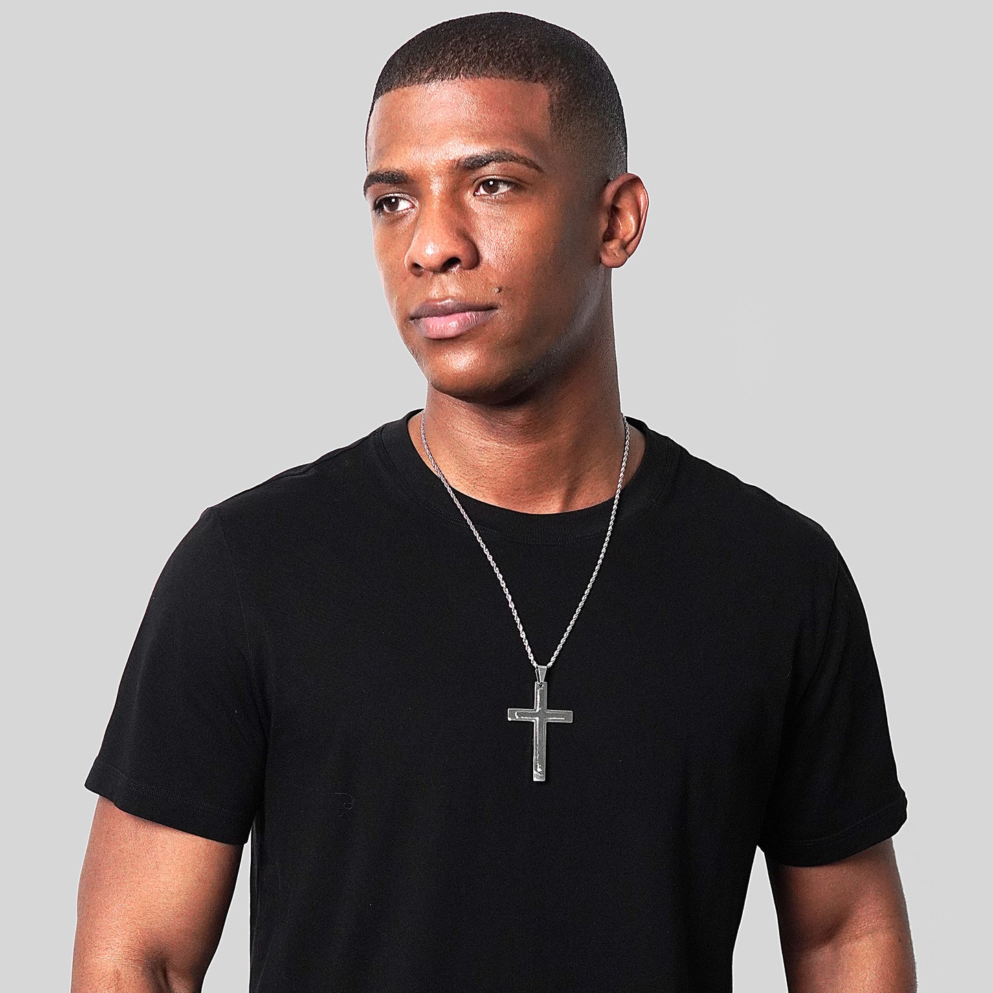 Men's Stainless Steel Layer Cross Pendant Necklace