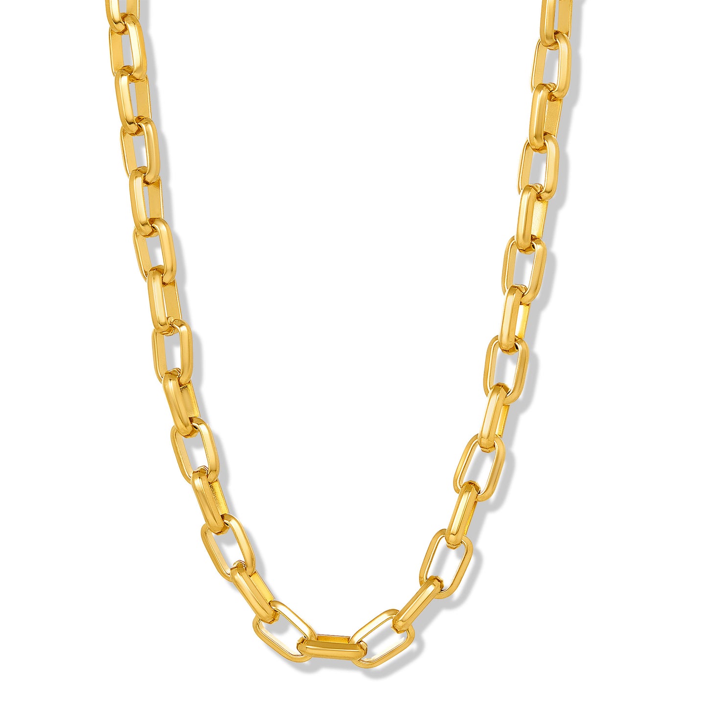 Men's Beveled Edge Large Nautical Oval Link Gold Chain Necklace