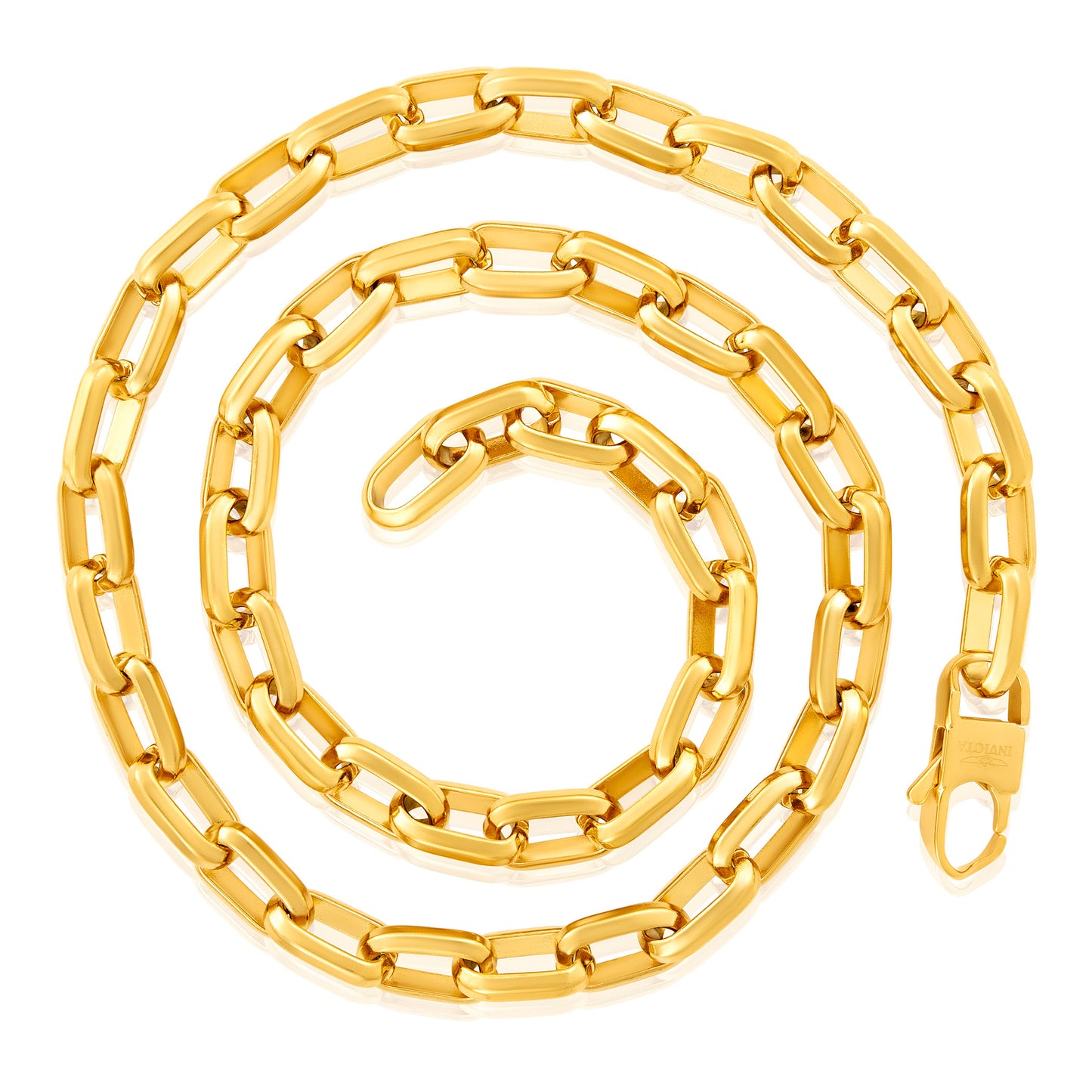 Men's Beveled Edge Large Nautical Oval Link Gold Chain Necklace