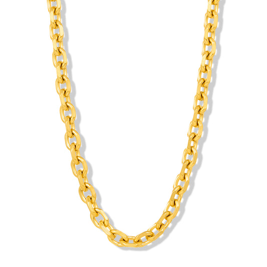 Invicta Jewelry Men's Knife Edge Oval Link Chain Gold Necklace