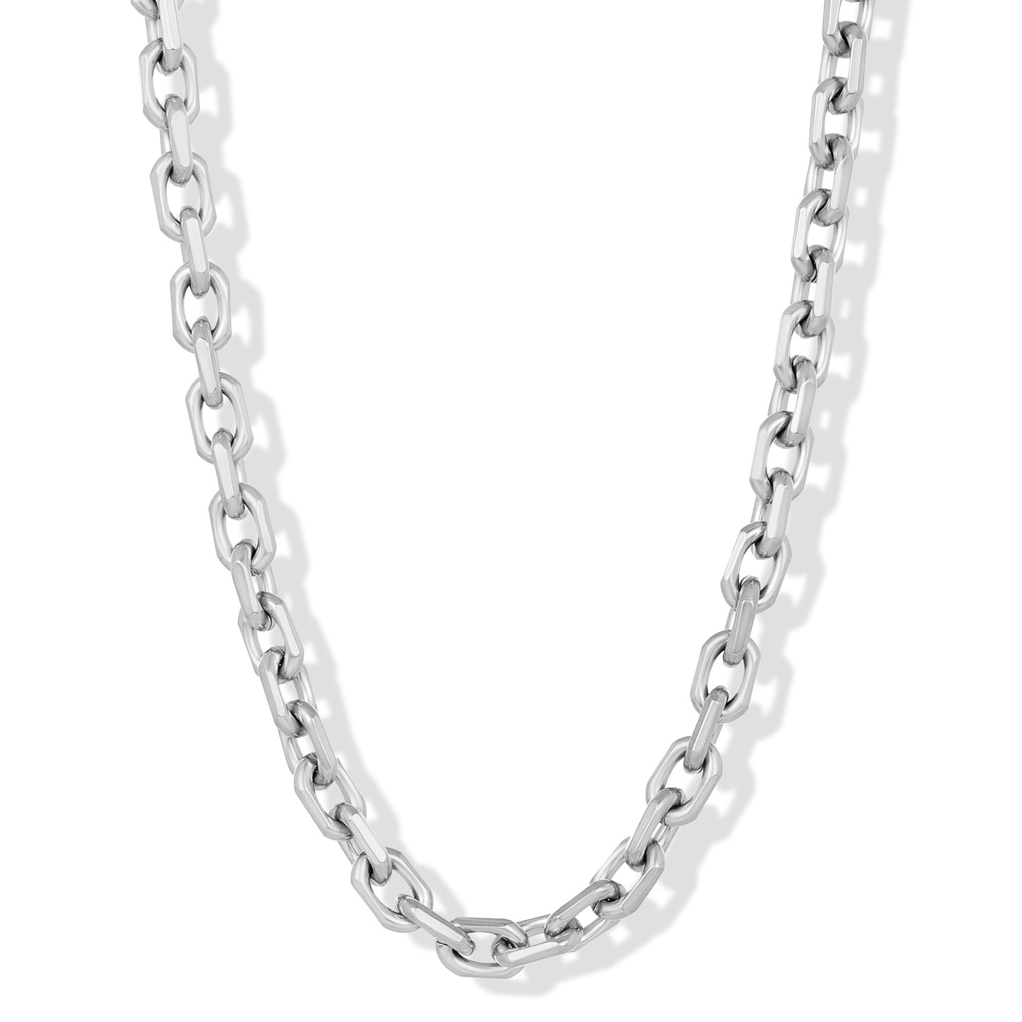 Men's Beveled Edge Rectangular Link Chain Necklace
