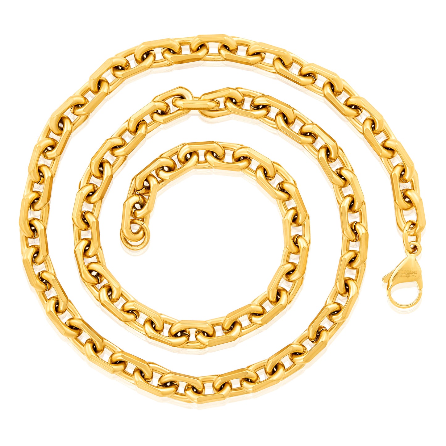 Invicta Jewelry Men's Beveled Edge Rectangular Link Gold Chain Necklace