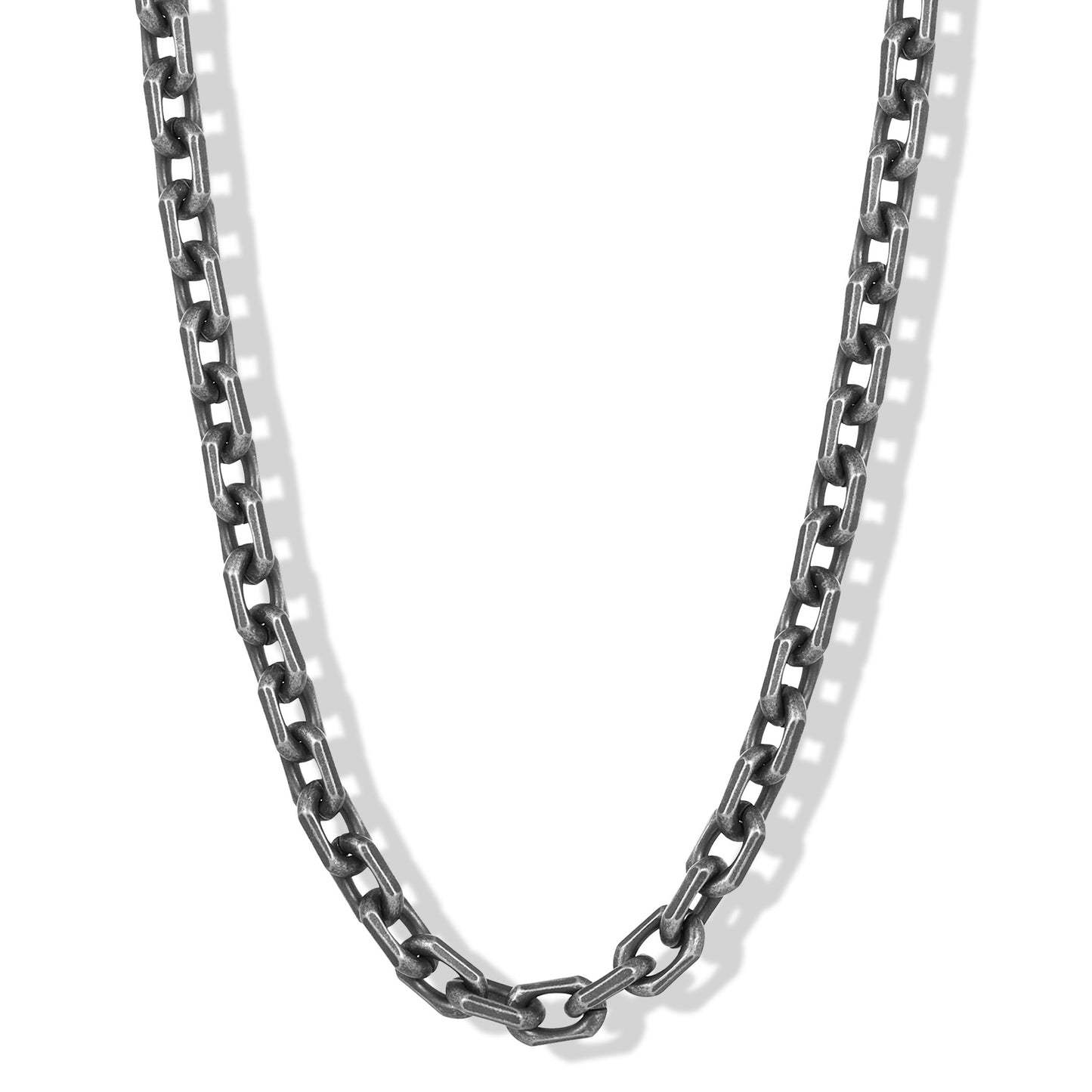 Invicta Jewelry Men's Beveled Edge Rectangular Link Gunmetal Chain Necklace
