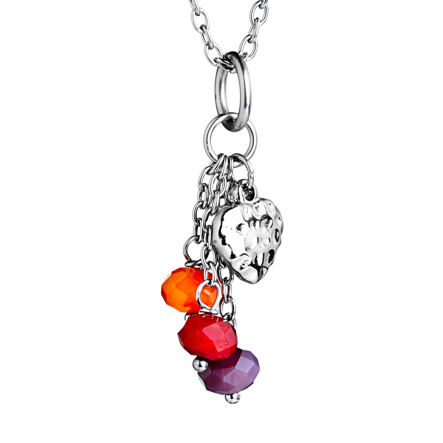 ELYA Women's Colorful Beads Heart Drop Steel Necklace - 17"