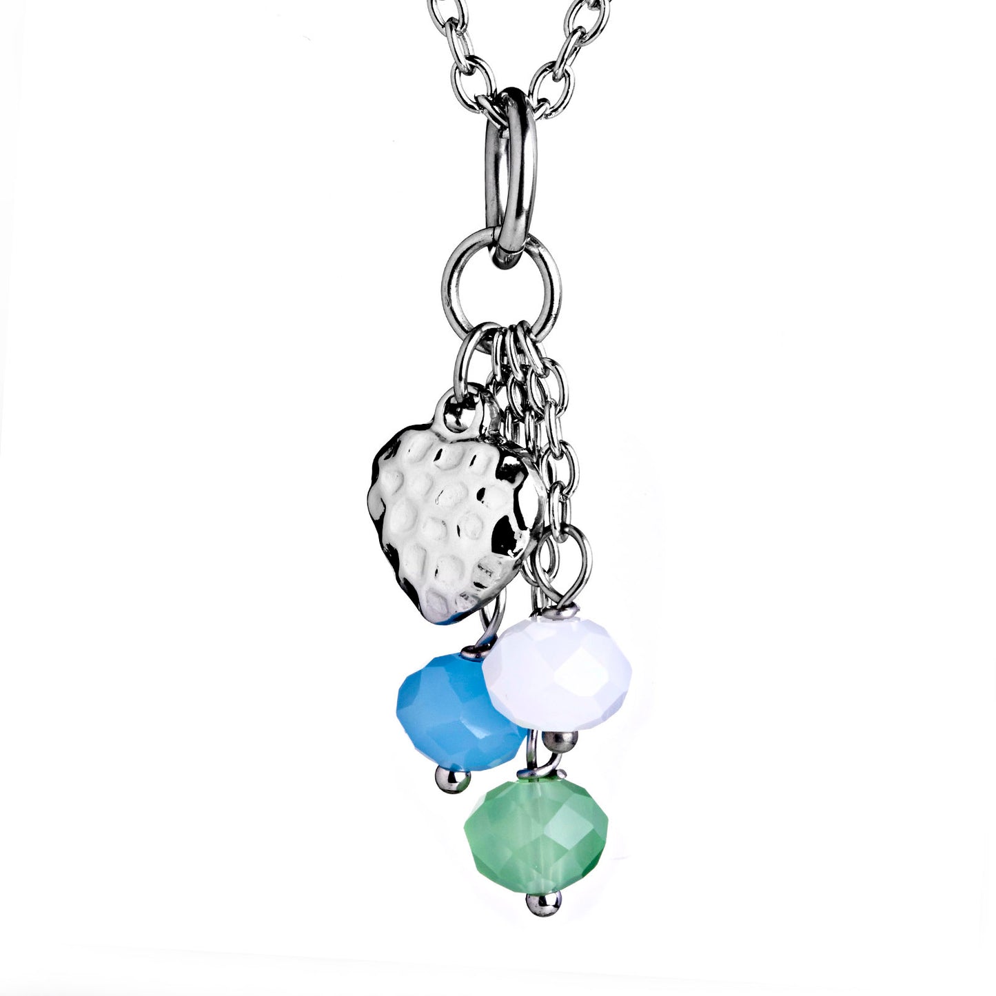 ELYA Women's Colorful Beads Heart Drop Steel Necklace - 17"