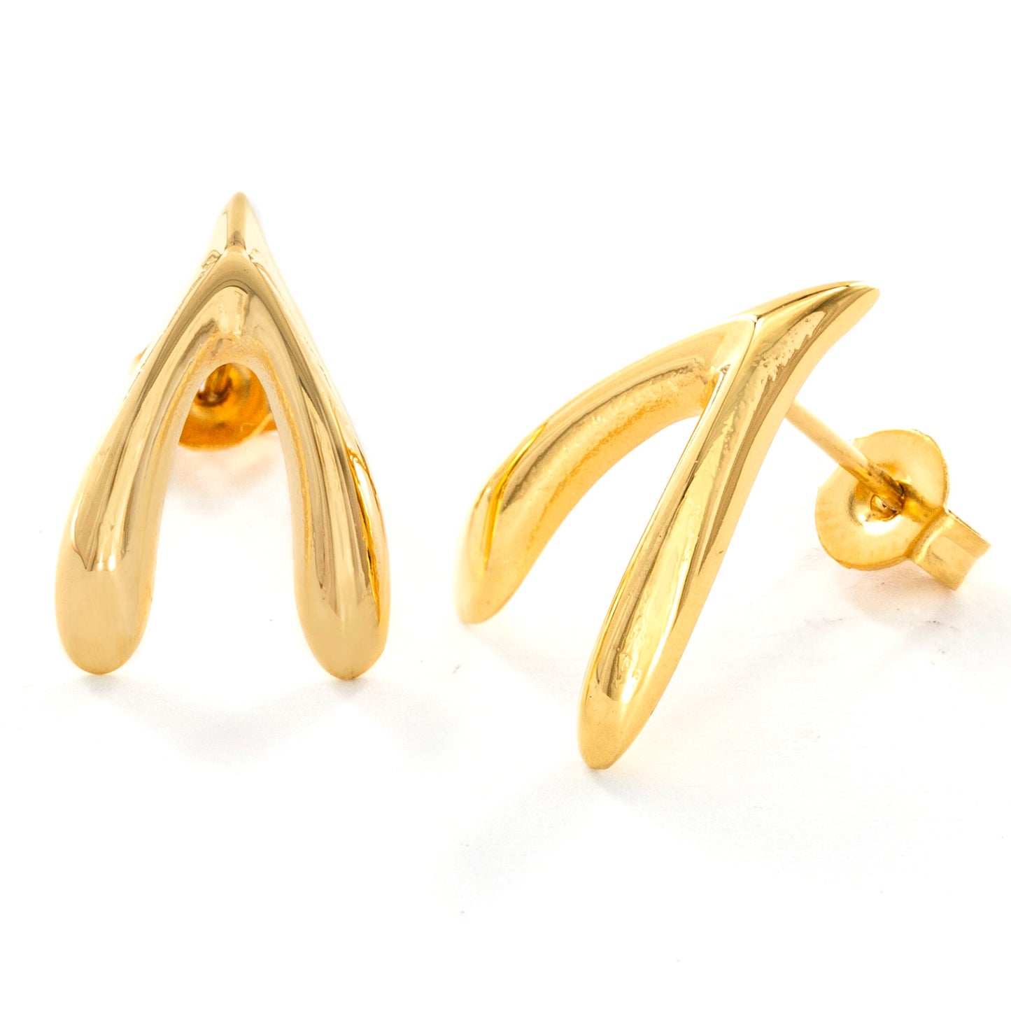 ELYA Women's Polished Wishbone Earrings and Necklace Jewelry Set