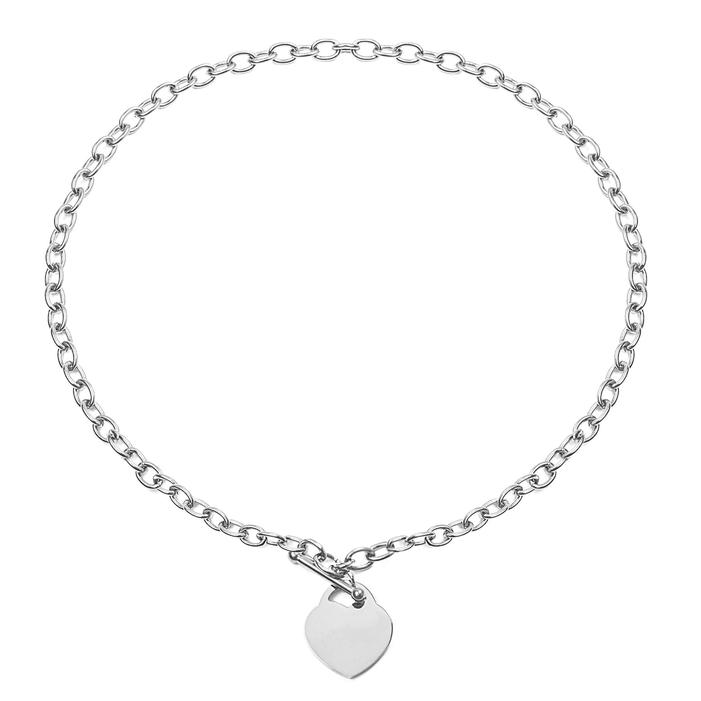 ELYA Women's Polished Heart Charm Toggle Clasp Stainless Steel Necklace