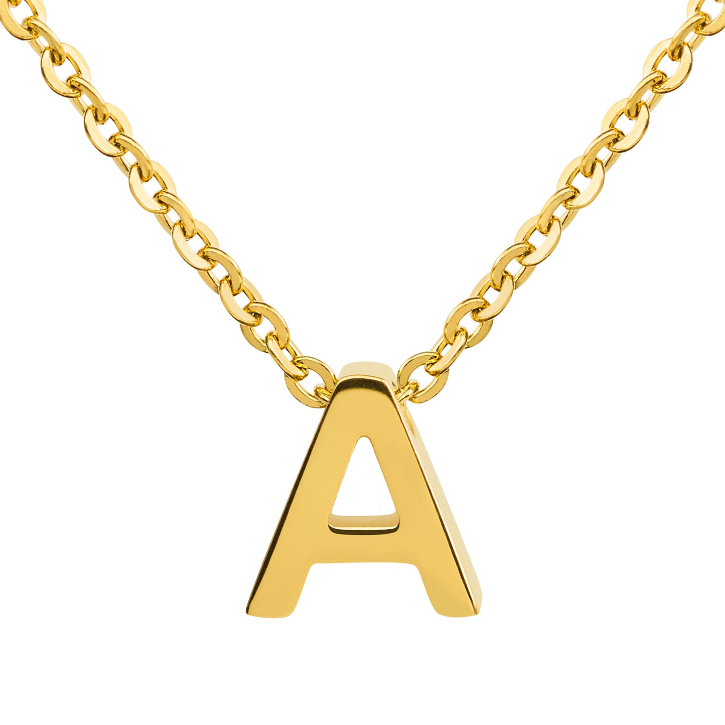 ELYA Women's Polished 18k Gold Overlay Initial Steel Necklace