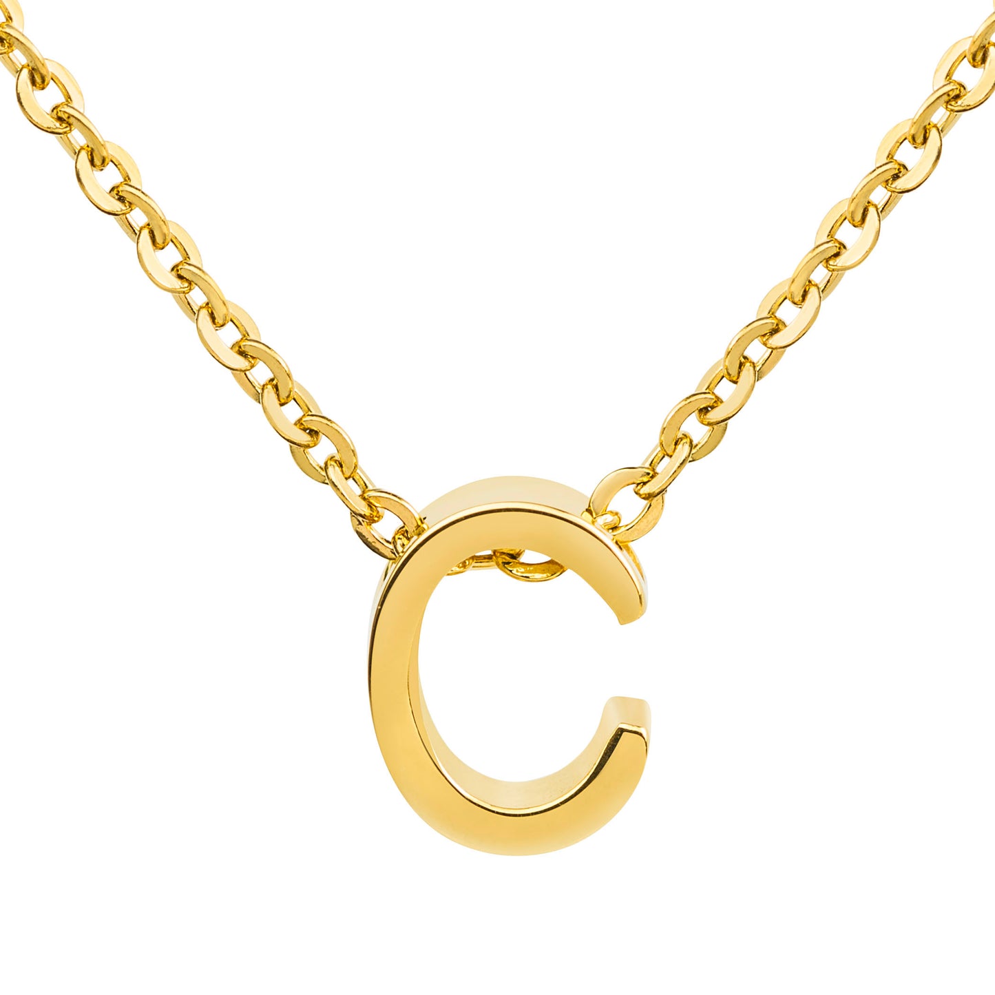ELYA Women's Polished 18k Gold Overlay Initial Steel Necklace