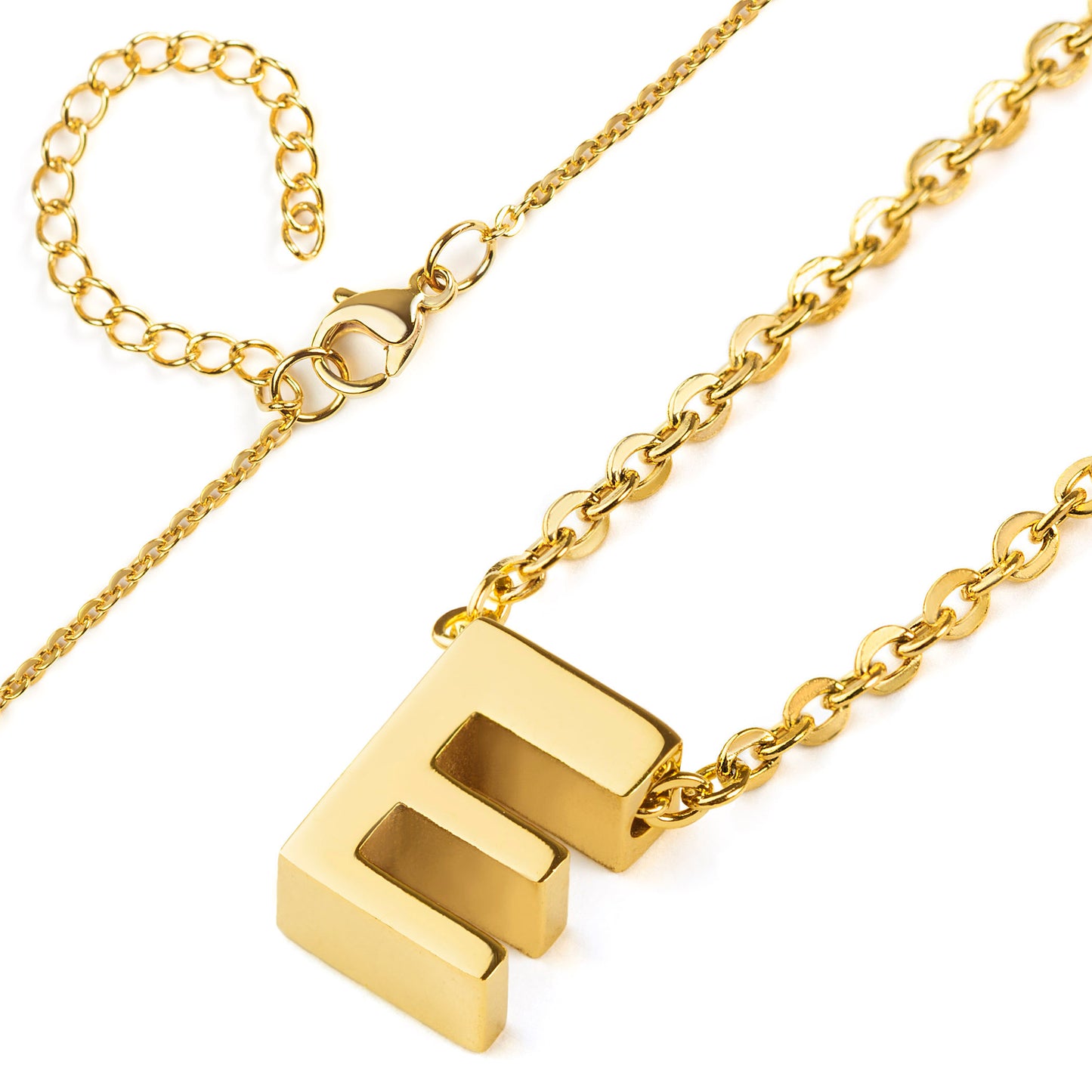 ELYA Women's Polished 18k Gold Overlay Initial Steel Necklace