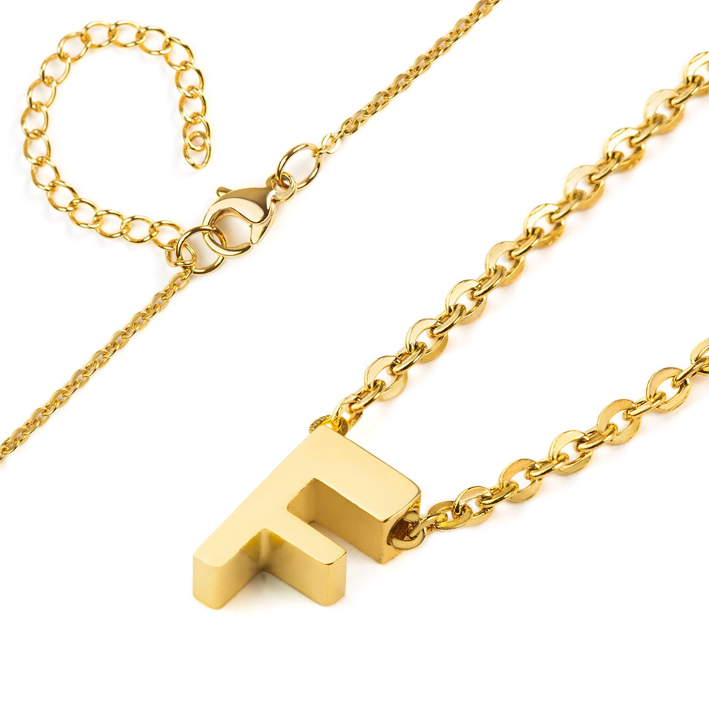 ELYA Women's Polished 18k Gold Overlay Initial Steel Necklace