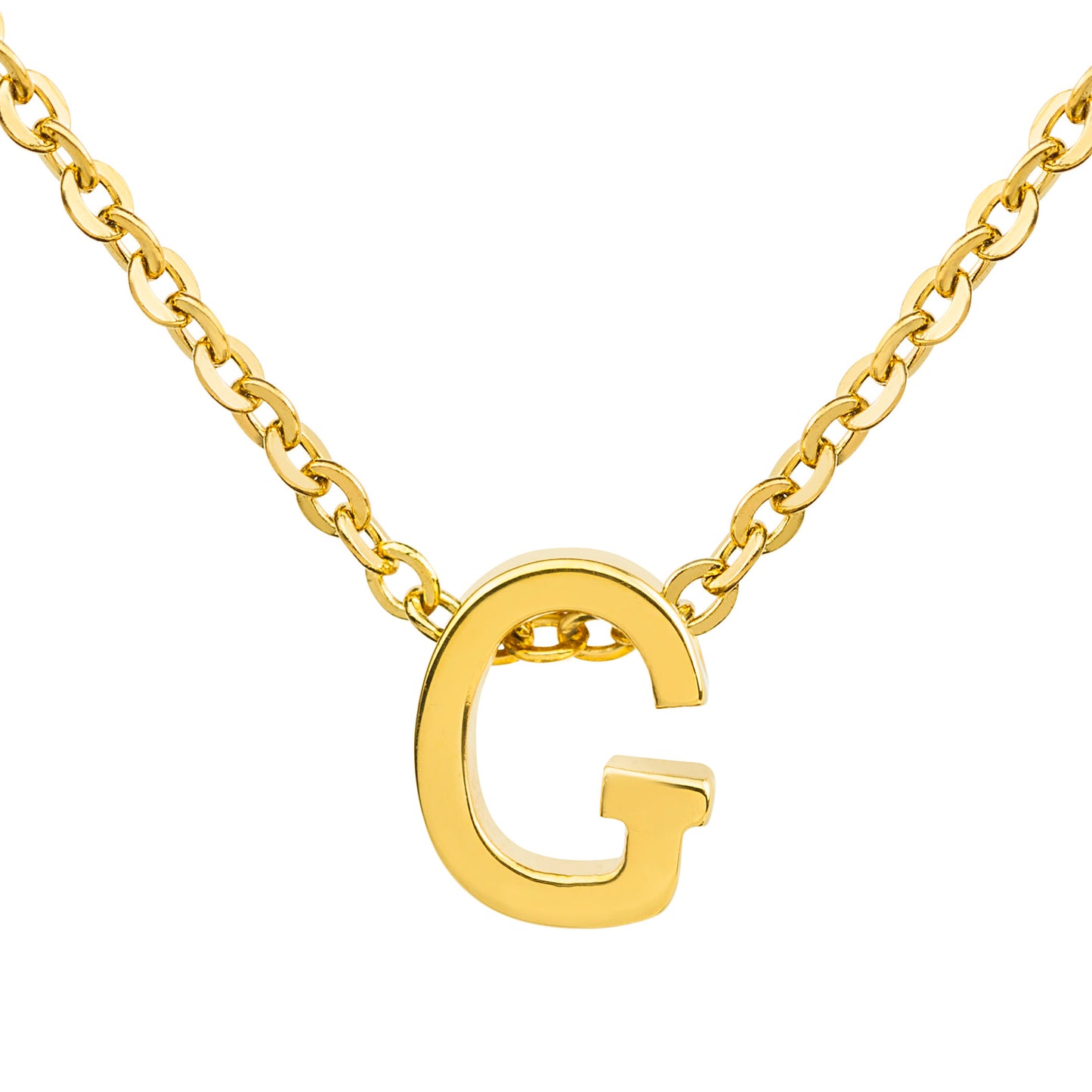ELYA Women's Polished 18k Gold Overlay Initial Steel Necklace