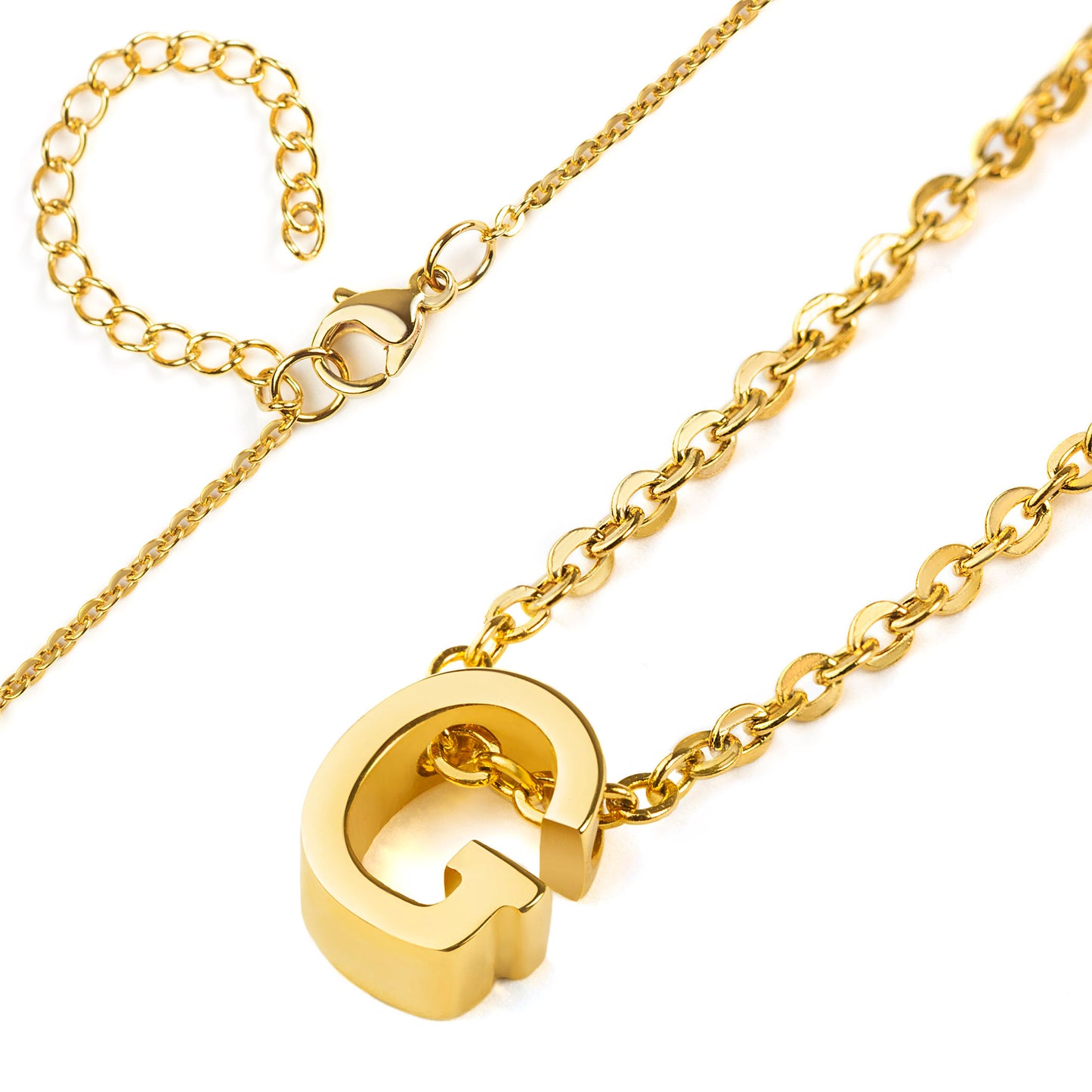 ELYA Women's Polished 18k Gold Overlay Initial Steel Necklace