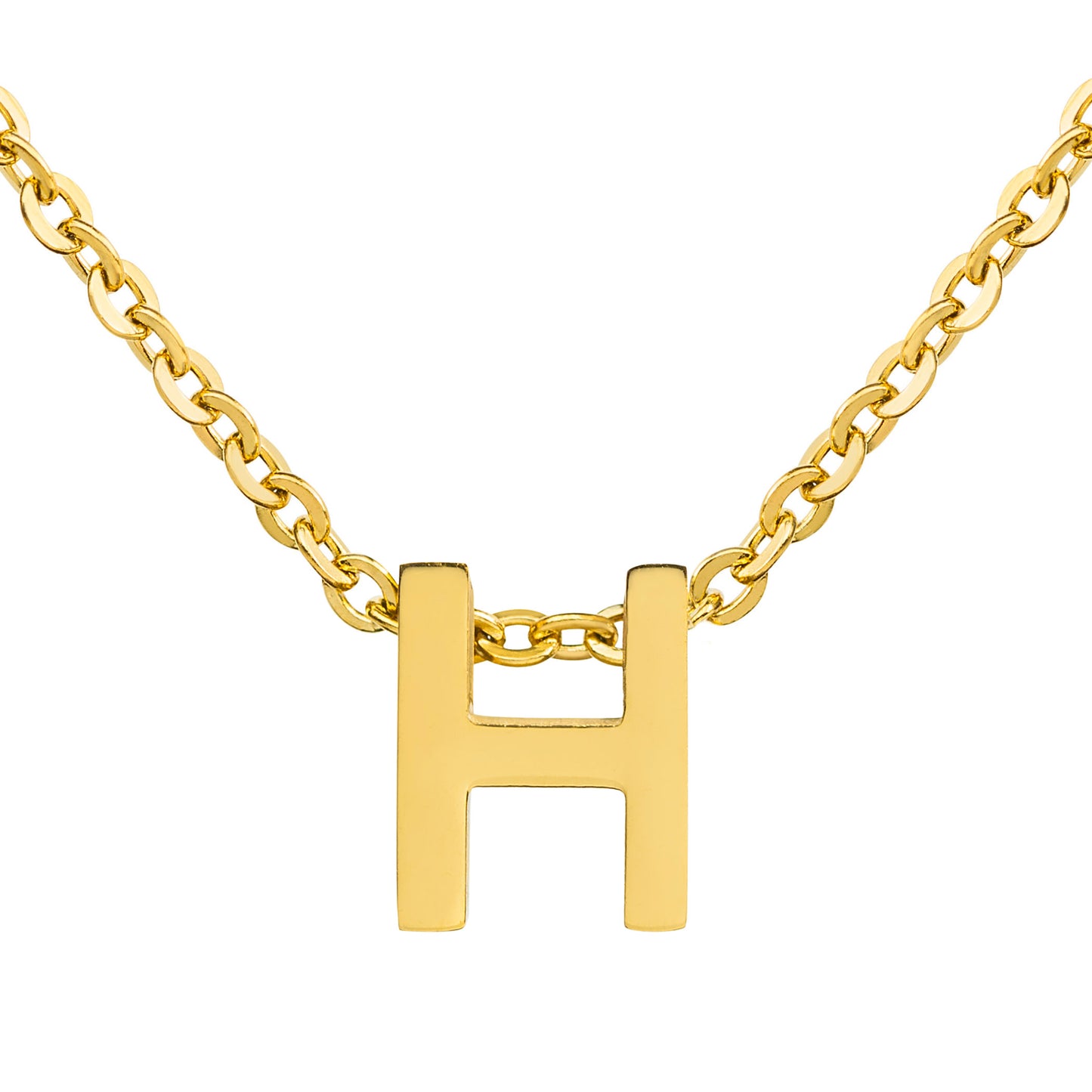 ELYA Women's Polished 18k Gold Overlay Initial Steel Necklace