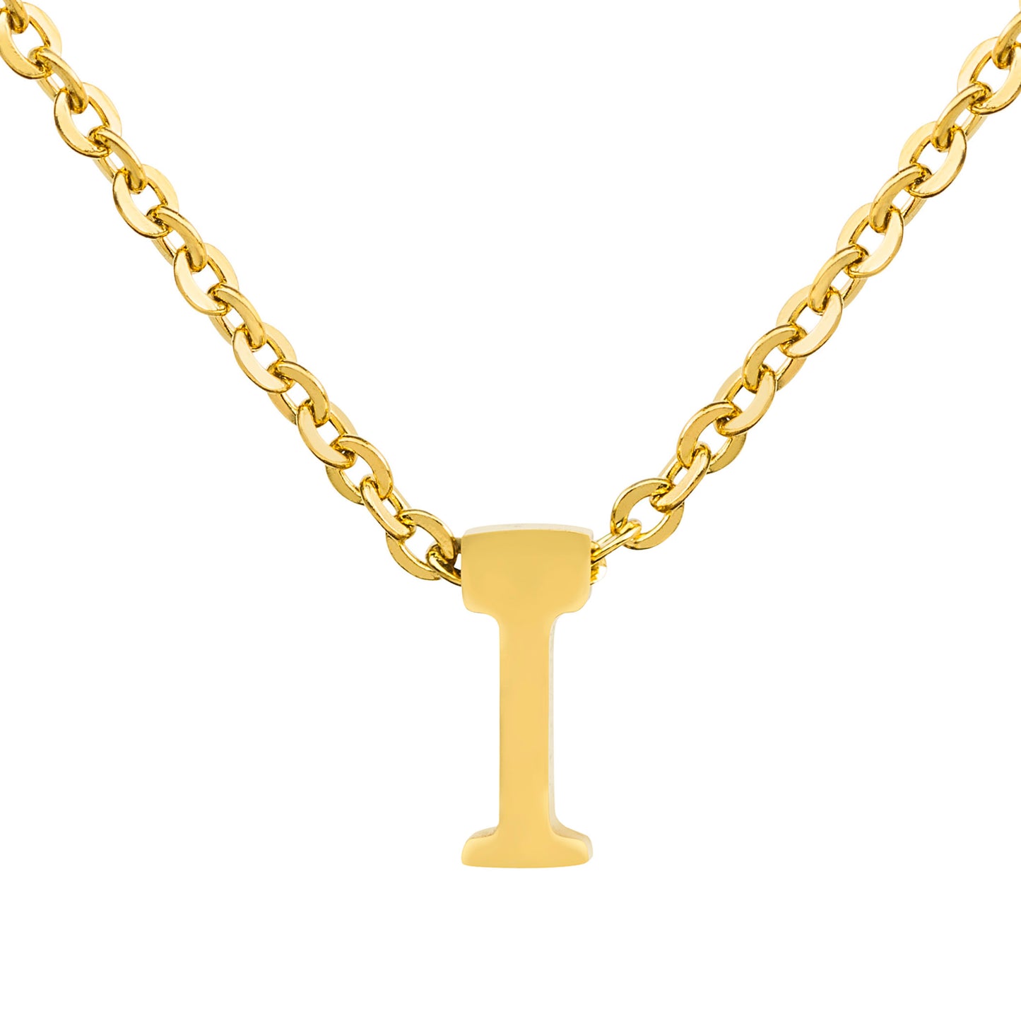 ELYA Women's Polished 18k Gold Overlay Initial Steel Necklace