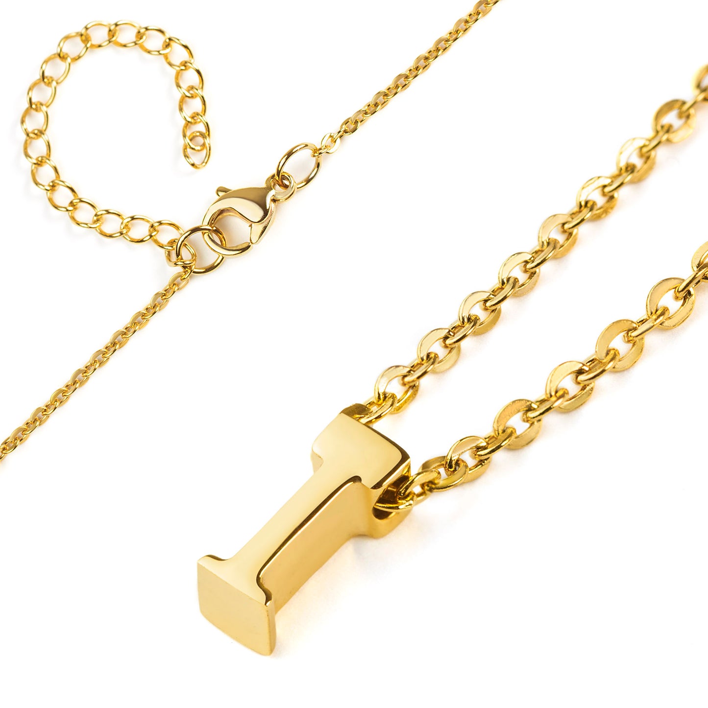 ELYA Women's Polished 18k Gold Overlay Initial Steel Necklace
