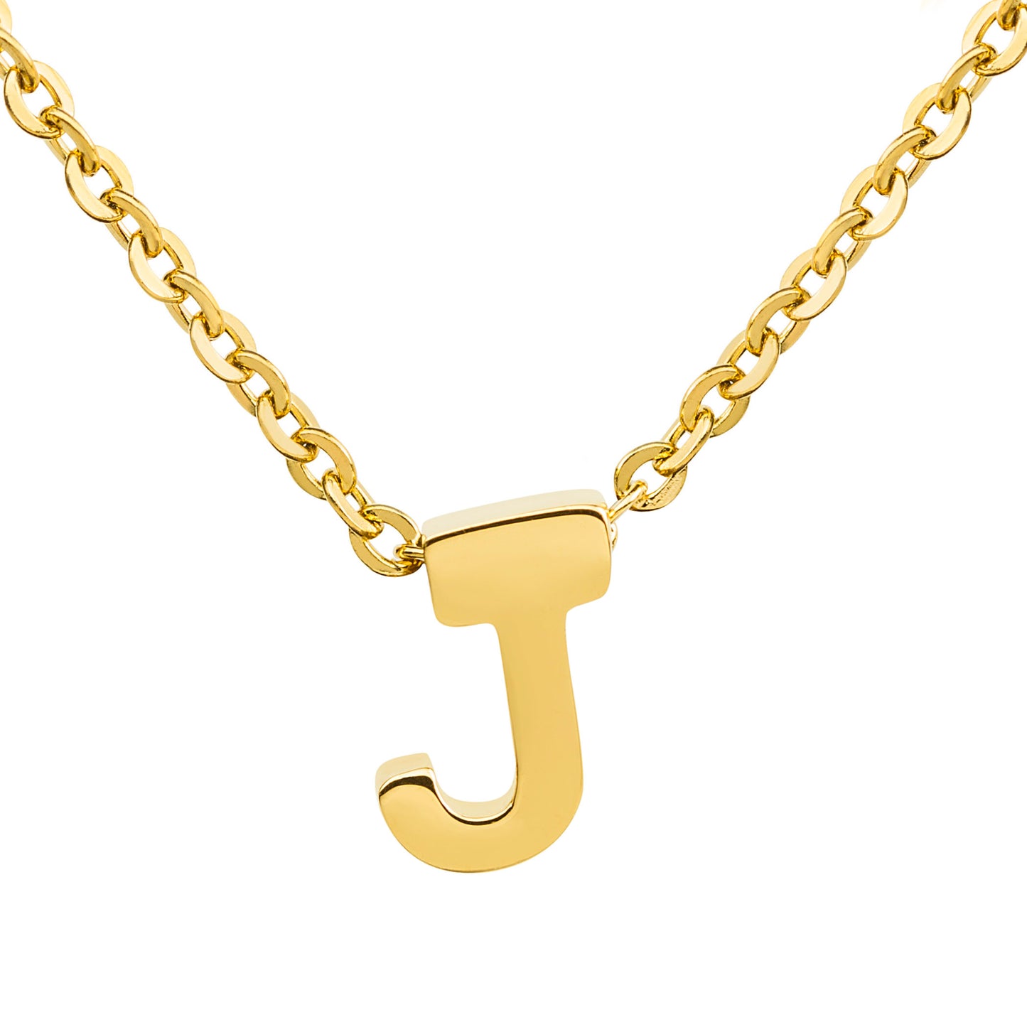 ELYA Women's Polished 18k Gold Overlay Initial Steel Necklace
