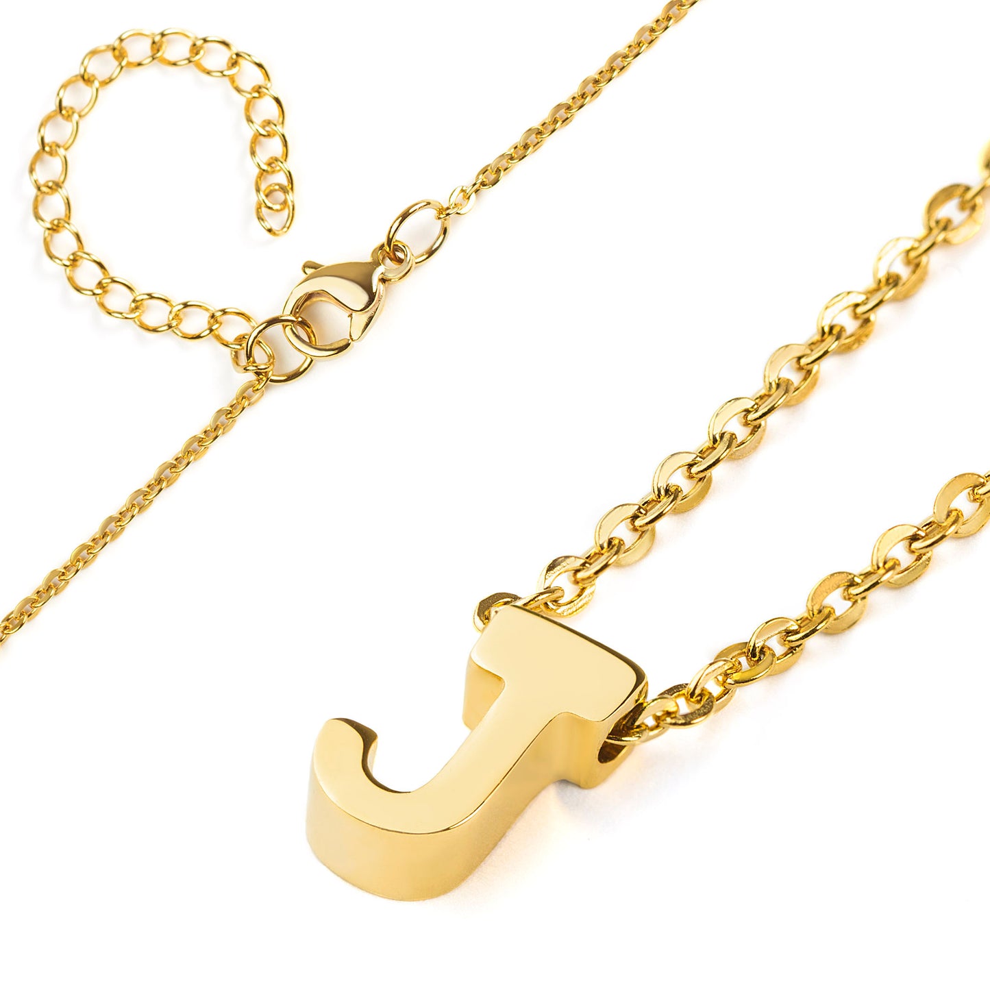 ELYA Women's Polished 18k Gold Overlay Initial Steel Necklace