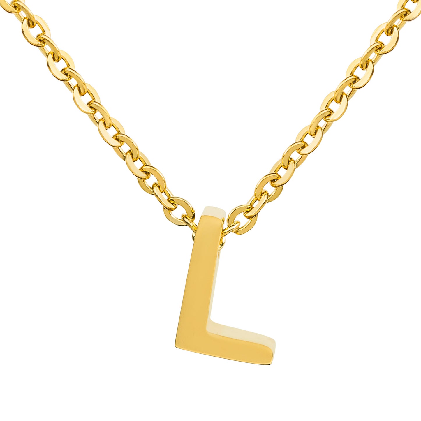 ELYA Women's Polished 18k Gold Overlay Initial Steel Necklace